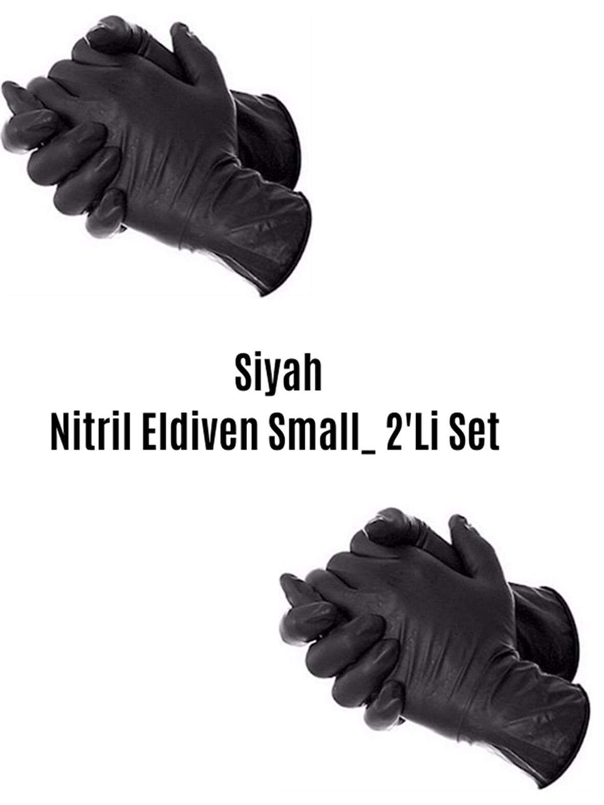 Siyah Nitril Pudrasız Muayene Eldiveni 100 Lük_Small X 2 Li Set