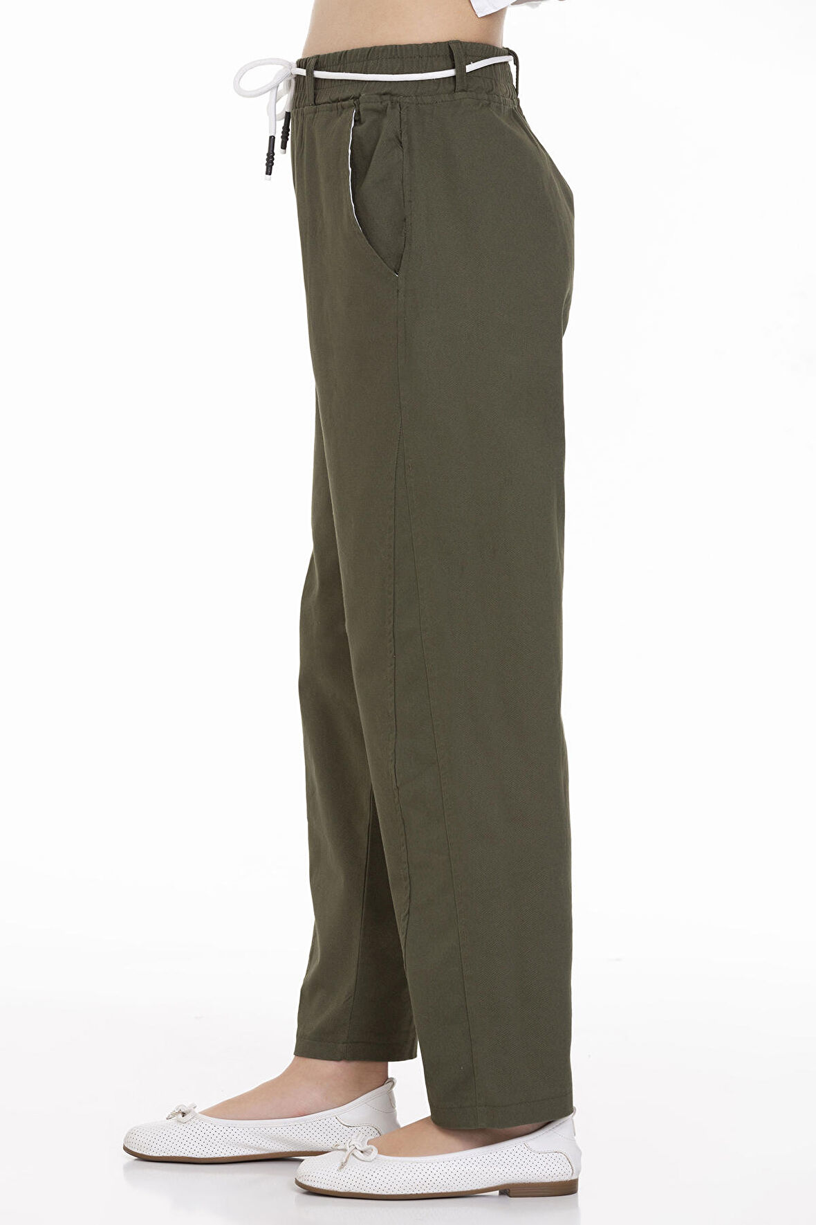 Kız Çocuk Beli Kordonlu Gabardin Pantolon 9-14 Yaş LX 254
