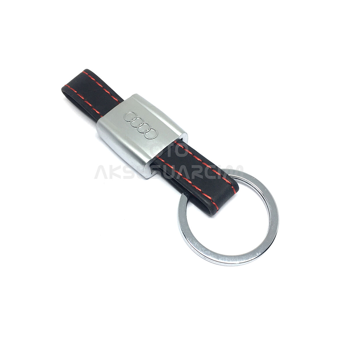 Audi Derili Ortası Metal Oto Anahtarlık Siyah Krom