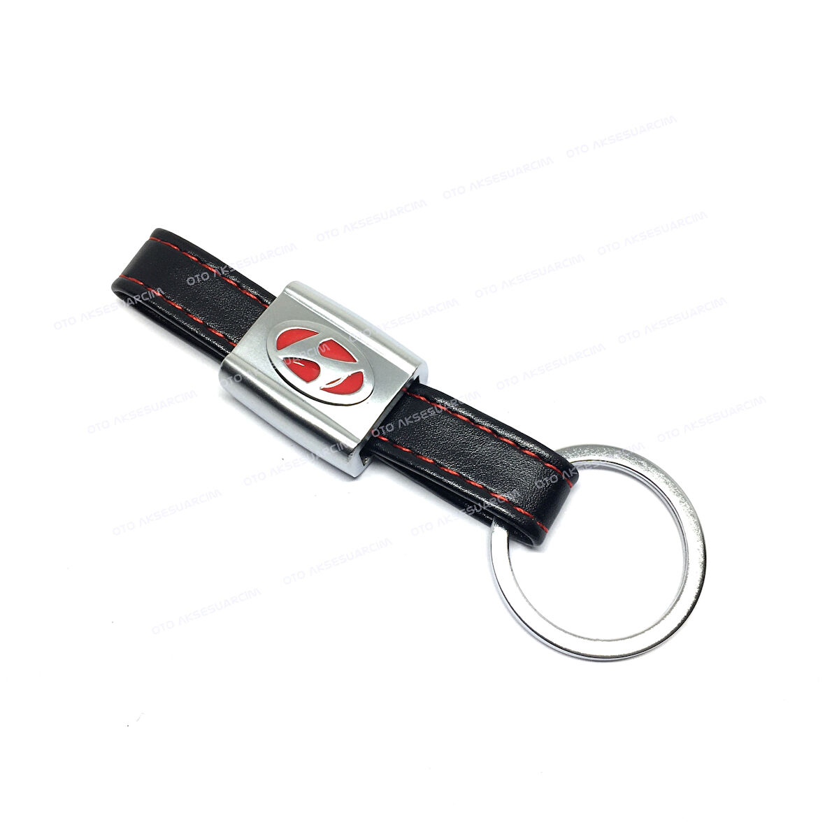 Hyundai Derili Ortası Metal Oto Anahtarlık Kırmızı Gri