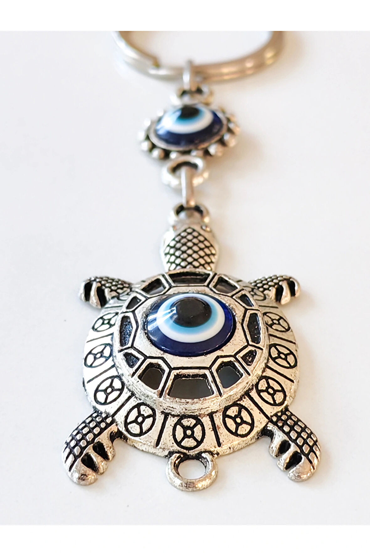 Nazar Boncuklu Kaplumbağa Metal Anahtarlık