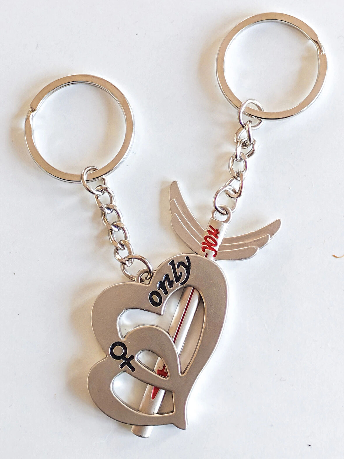 Kalp ve Kılıç İkiz Metal Anahtarlık