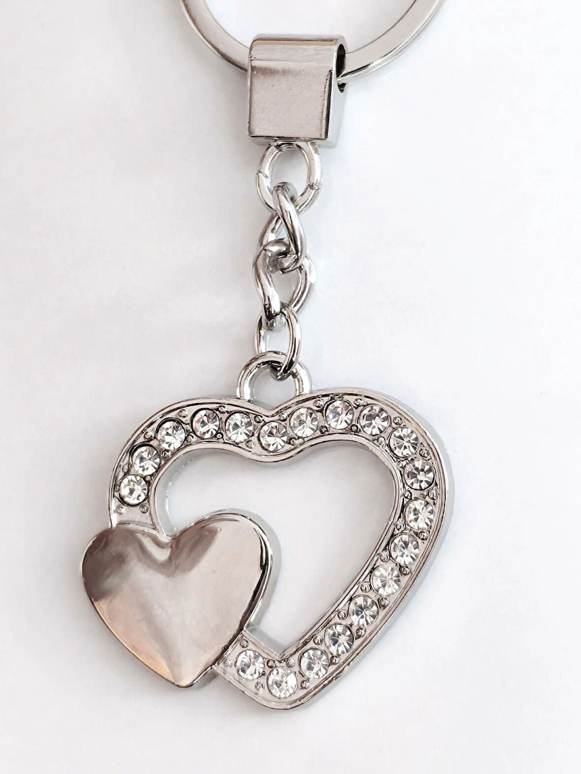 Taşlarla Süslü Kalp Metal Anahtarlık