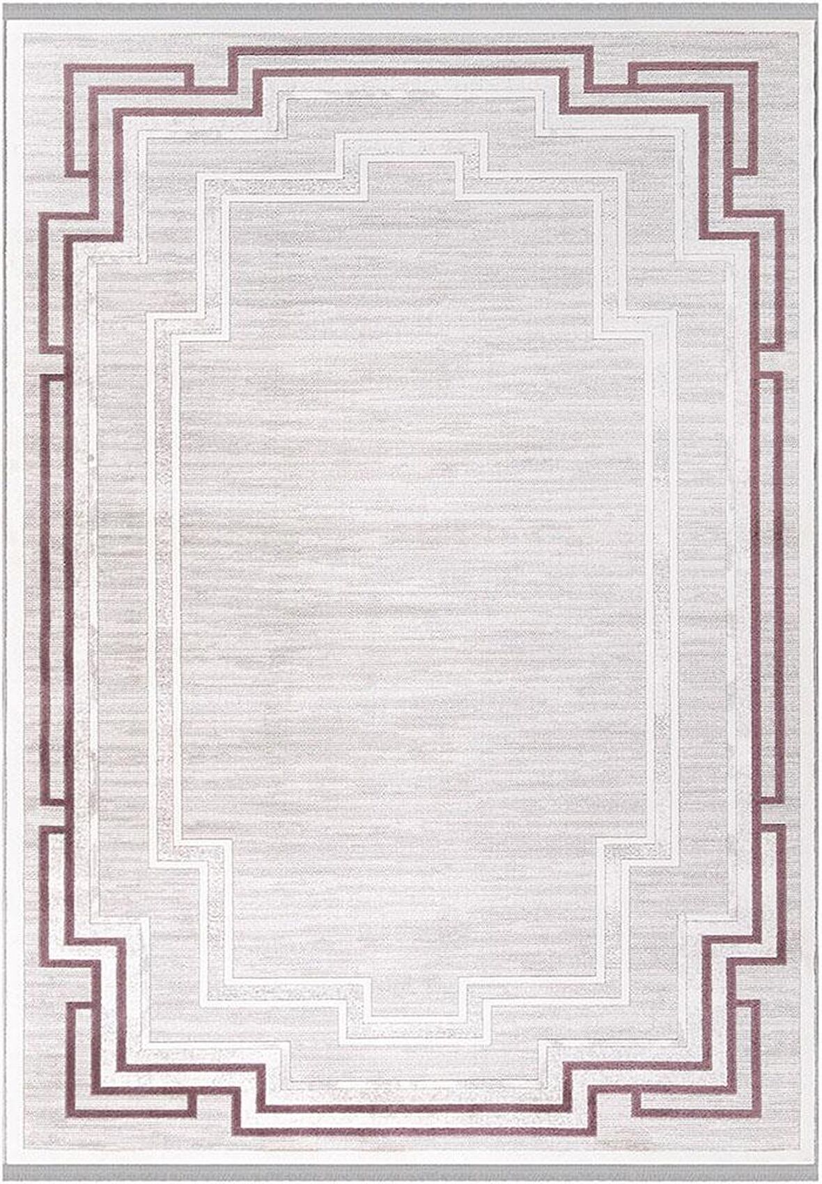 İpek Mekik Halı Anisa Pudra Gül Kurusu Çizgili Halı