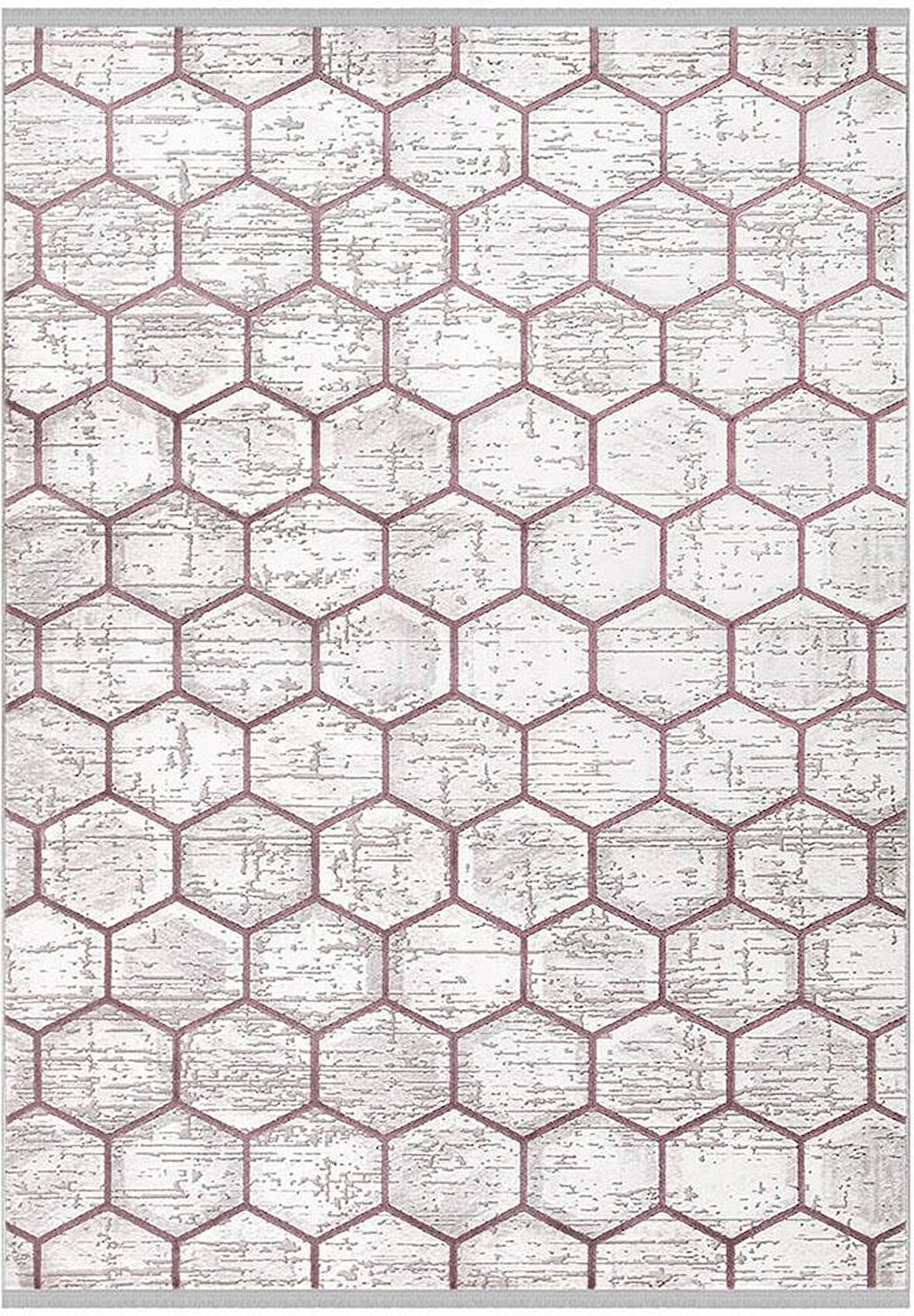 İpek Mekik Halı Anisa Gül Kurusu Vizon Geometrik Halı