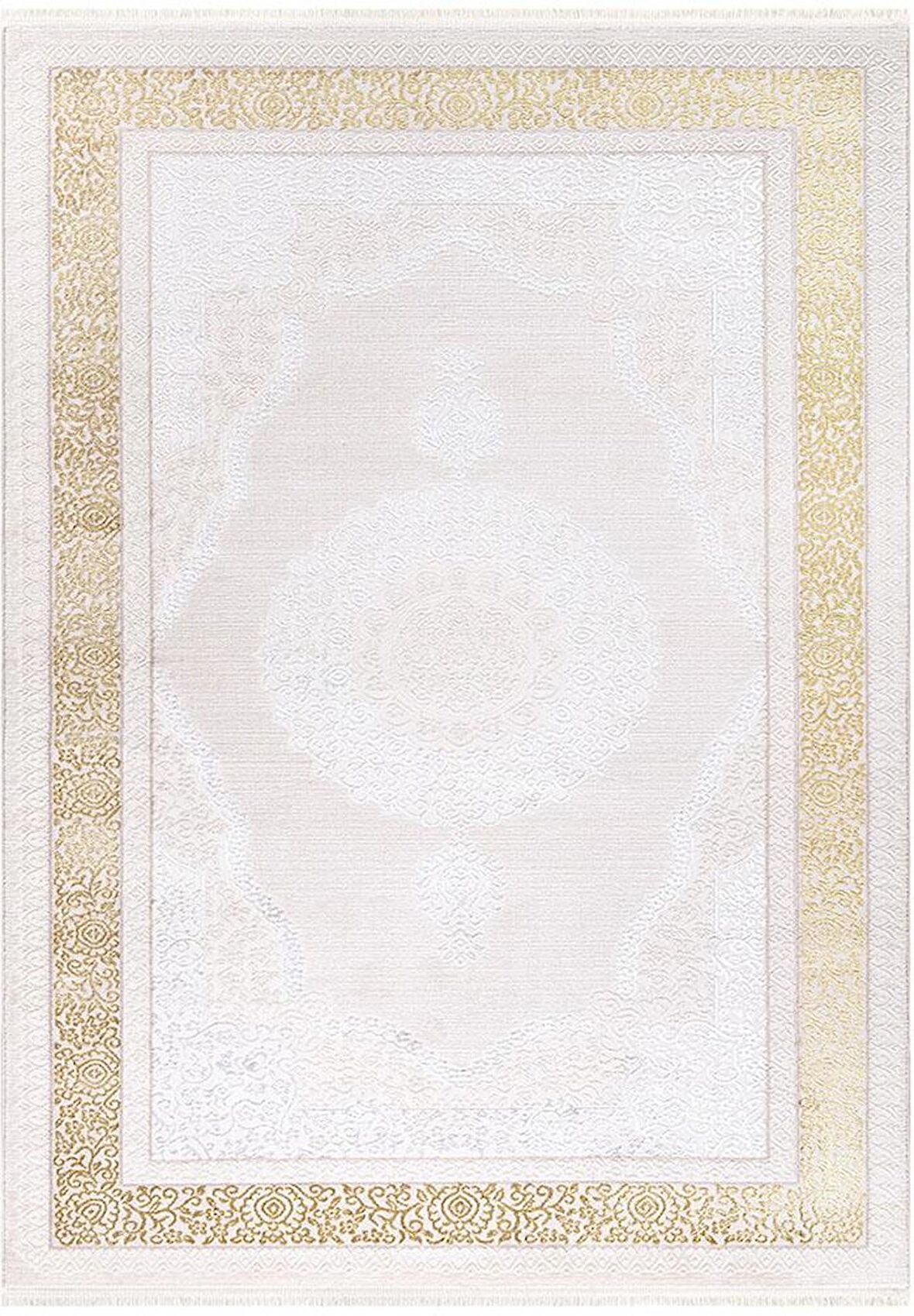 İpek Mekik Halı Anisa Gold Vizon Klasik Çerçeveli Halı