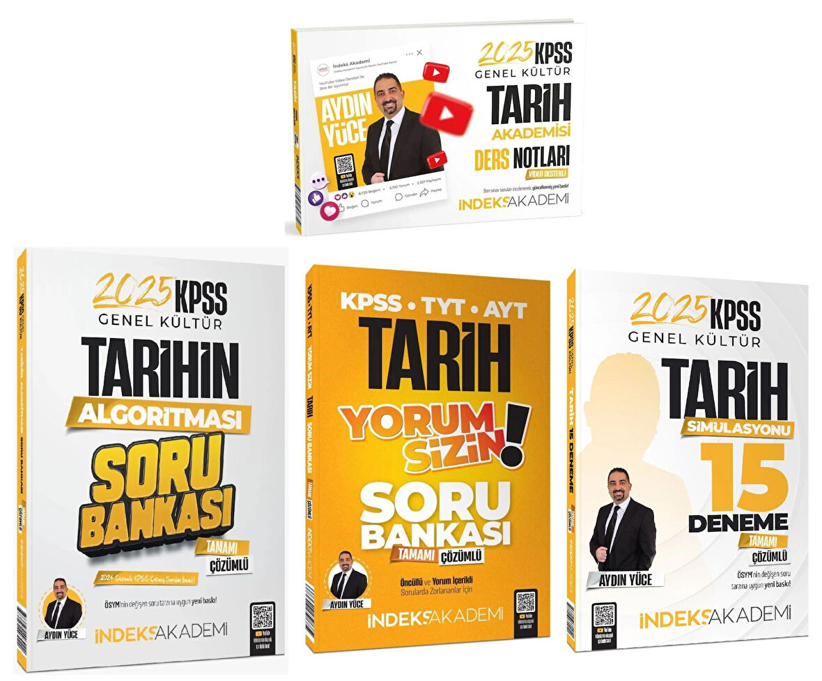 İndeks Akademi 2025 KPSS Tarih Video Ders Notları + Soru + 15 Deneme 4 lü Set - Aydın Yüce