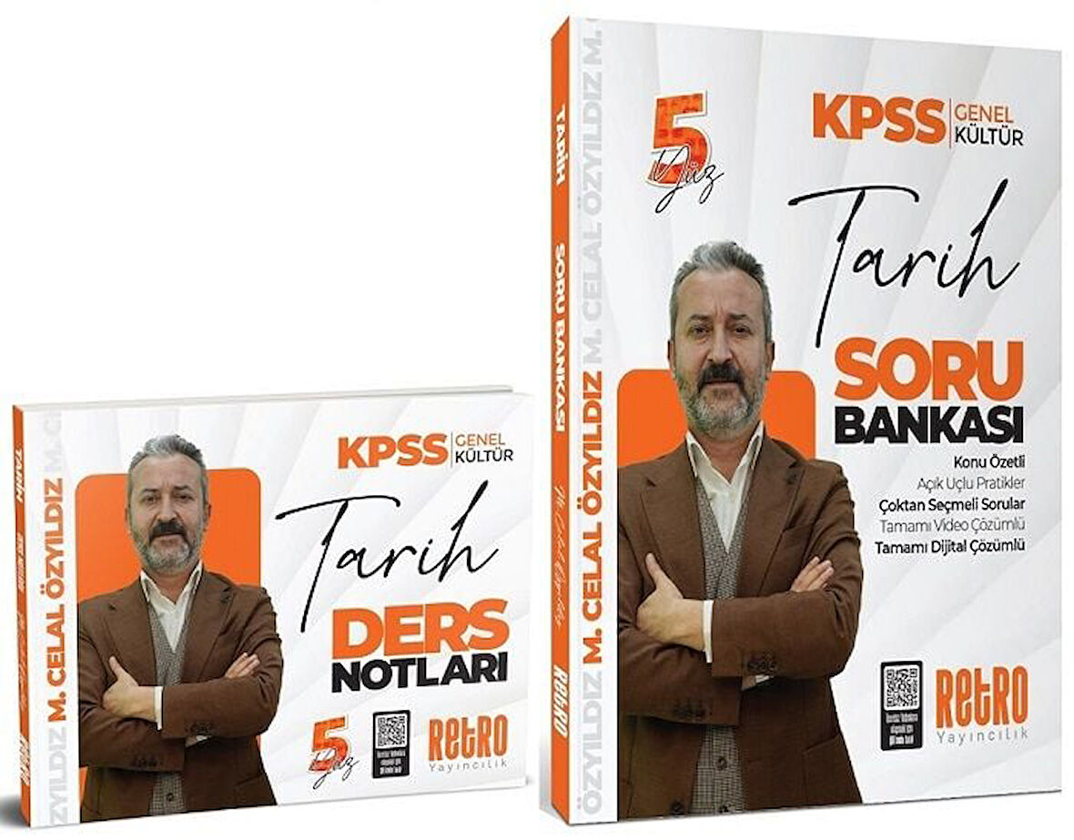 Retro 2025 KPSS Tarih 5Yüz Ders Notları + Soru Bankası 2 li Set - Mehmet Celal Özyıldız Retro Yayıncılık