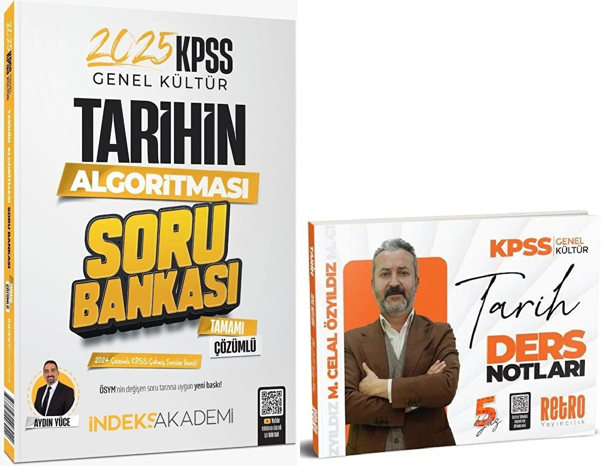 Retro + İndeks 2025 KPSS Tarih 5Yüz Ders Notları + Soru Bankası 2 li Set - Mehmet Celal Özyıldız Retro + İndeks