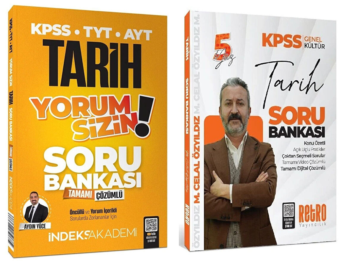 Retro + İndeks 2025 KPSS Tarih 5Yüz Yorum Sizin Soru Bankası 2 li Set - Mehmet Celal Özyıldız Retro + İndeks