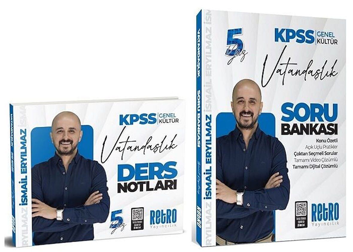 Retro 2025 KPSS Vatandaşlık 5Yüz Ders Notları + Soru Bankası 2 li Set - İsmail Eryılmaz Retro Yayıncılık