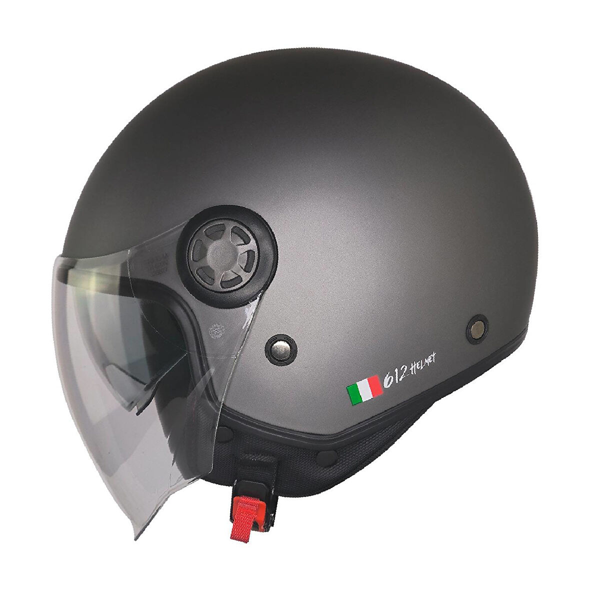 Motosiklet Yarım Kask Güneş Vizörlü ECE 22.06 Motor Kaskı Mat Grey