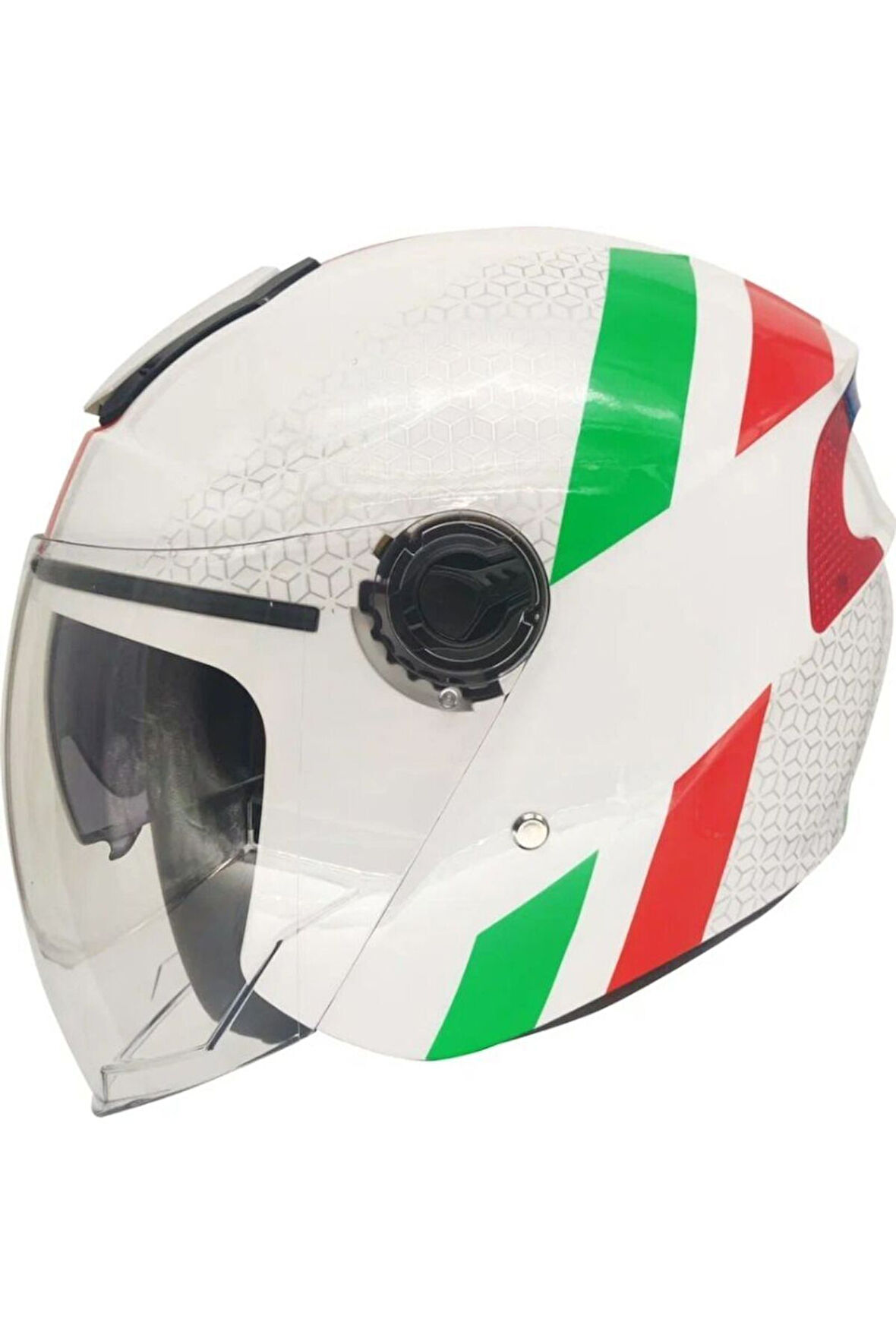 Motosiklet Yarım Camlı Arka Reflektörlü Güneş Vizörlü Kask Italy