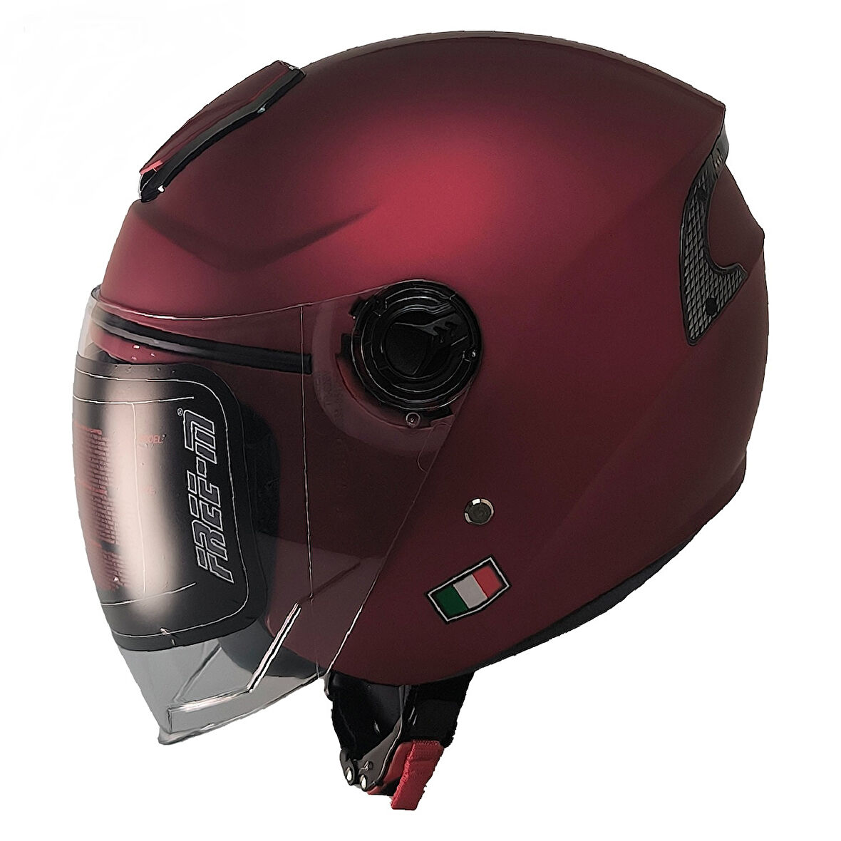 Motosiklet ve Bisiklet Kaskı Yarım Arka Reflektörlü Güneş Vizörlü Kask Mat Kırmızı