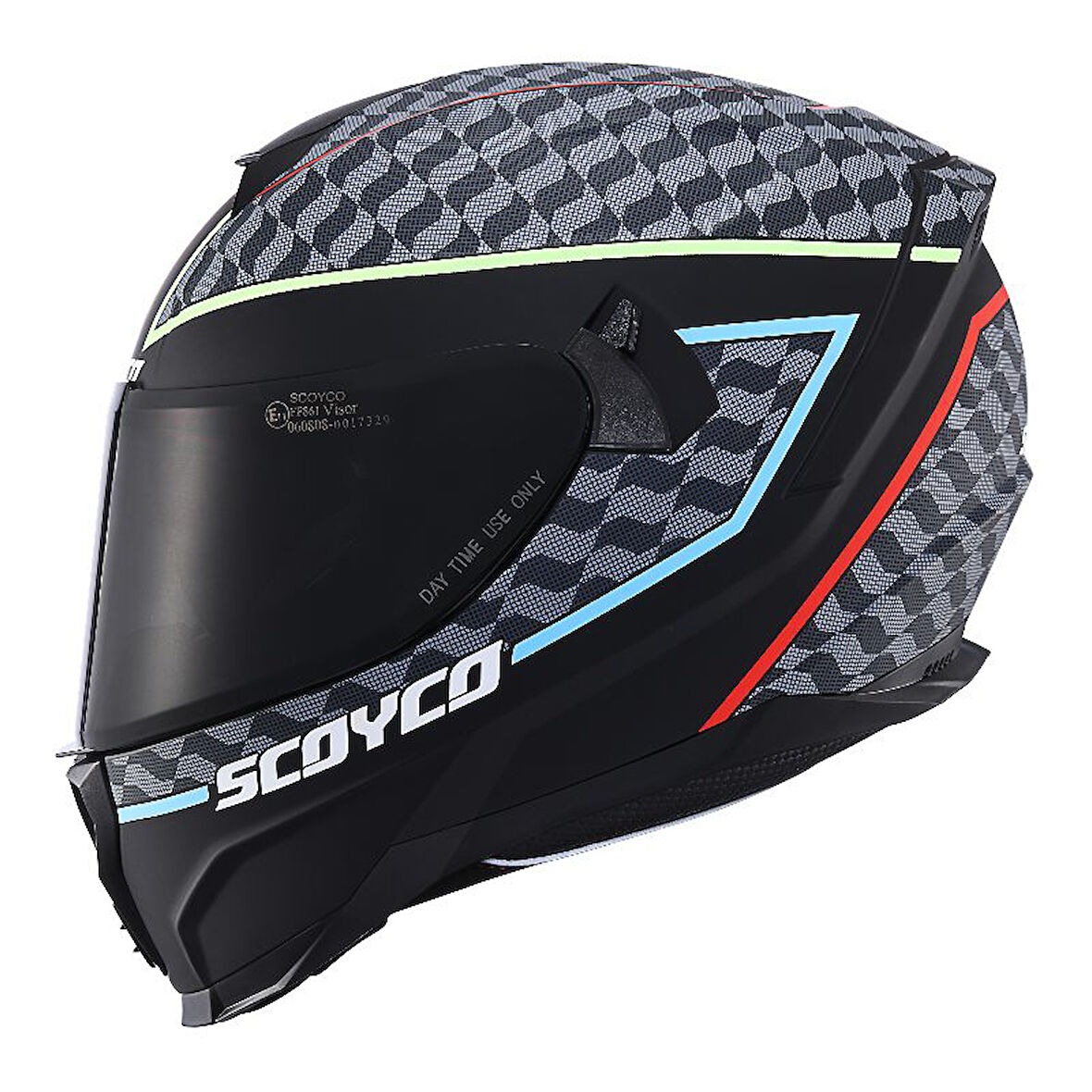 Motosiklet Double ve Güneş Vizörlü Full Face Kask Ce Motor Kaskı Lightning