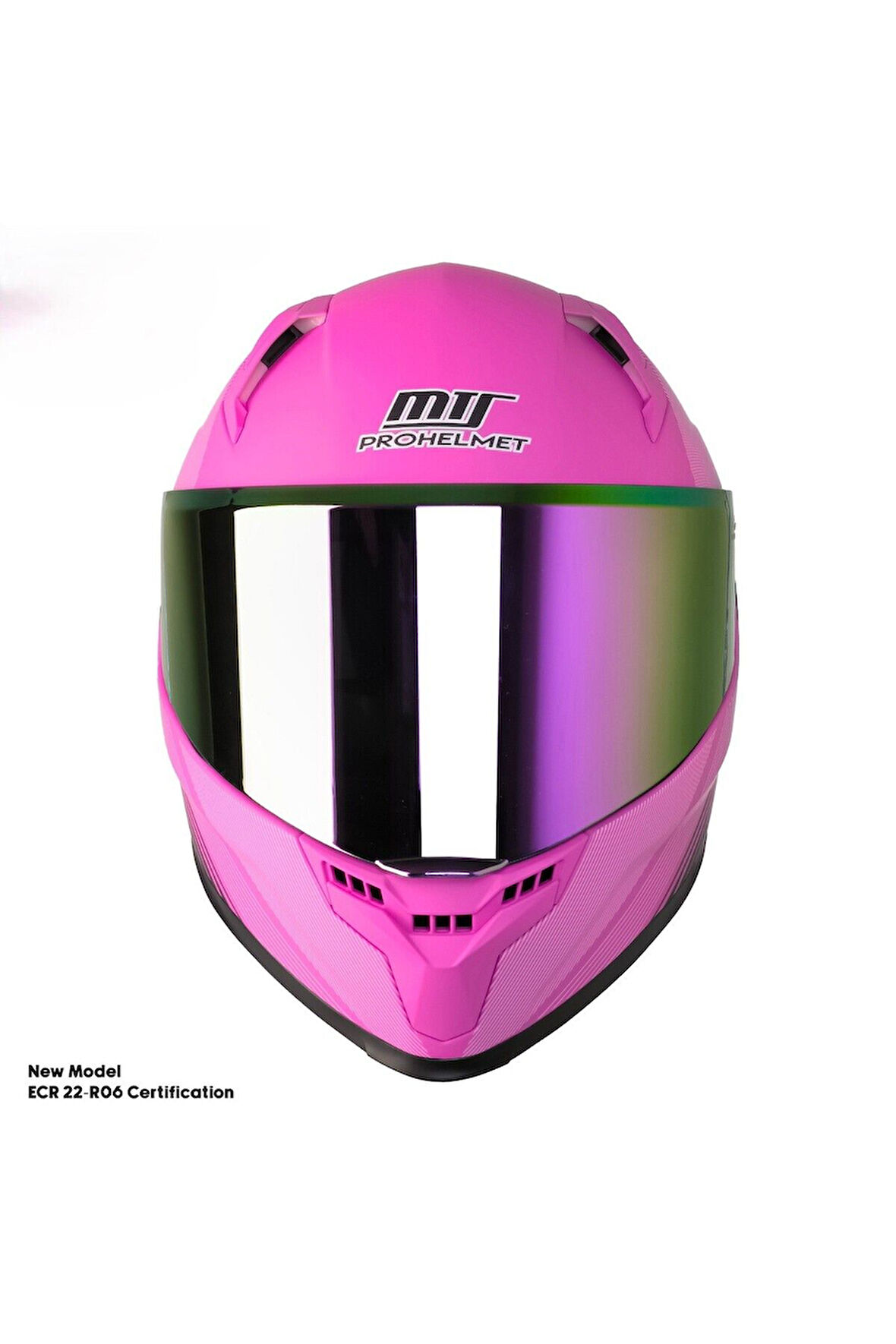 Motosiklet Kadın Kaskı 22.R06 Sertifika Güneş Vizörlü Fiber Kask Full Face Motor Kask Furchsia Lady