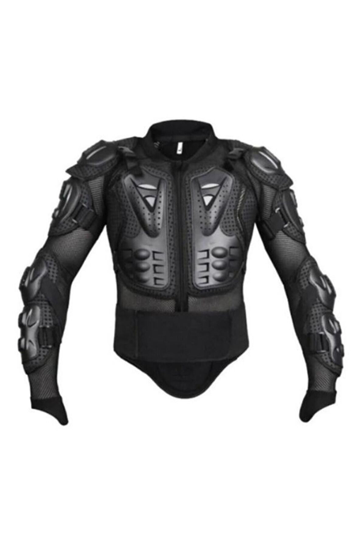 Siyah Body Armor Fileli Yazlık Full Koruma Omuz Sırt Dirsek Göğüs Karın Koruma Cross Motorcu Montu