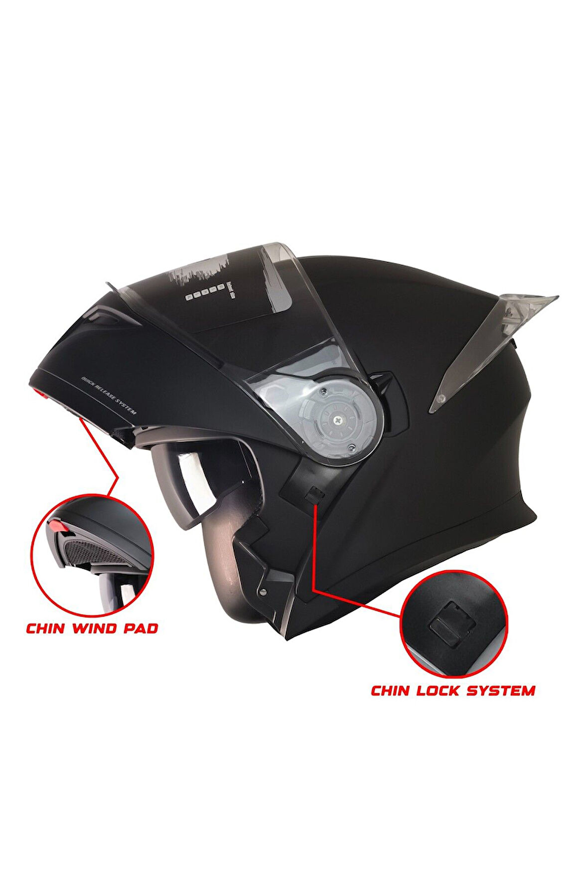 Motosiklet Çene Açılır Kask Ece 22.06 Sertifika Güneş Vizörü Yeni Sezon Kurye Motor Kaskı Mat Siyah