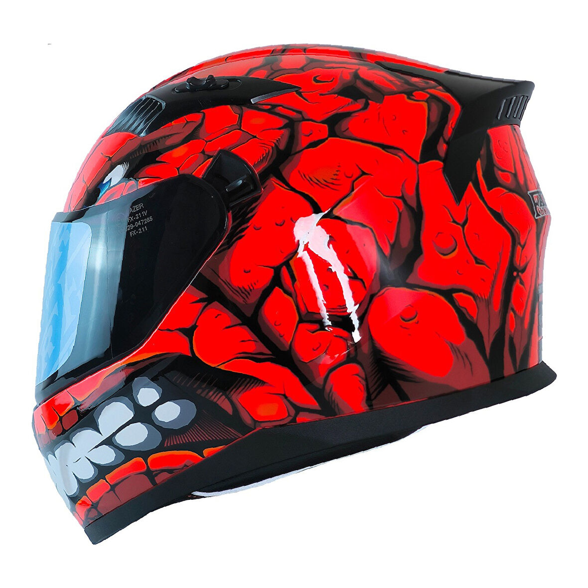 Motosiklet Kask Ece 22.R06 Double Vizörlü Full Face Motor Kaskı Fantastic Red