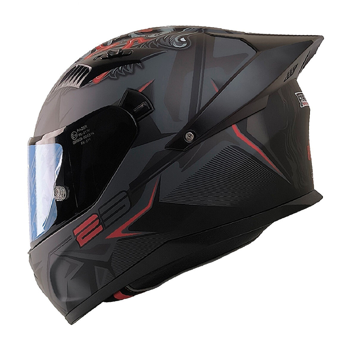 Motosiklet Kask Ece 22.R06 Double Vizörlü Full Face Spoiler Motor Kaskı Beast Black