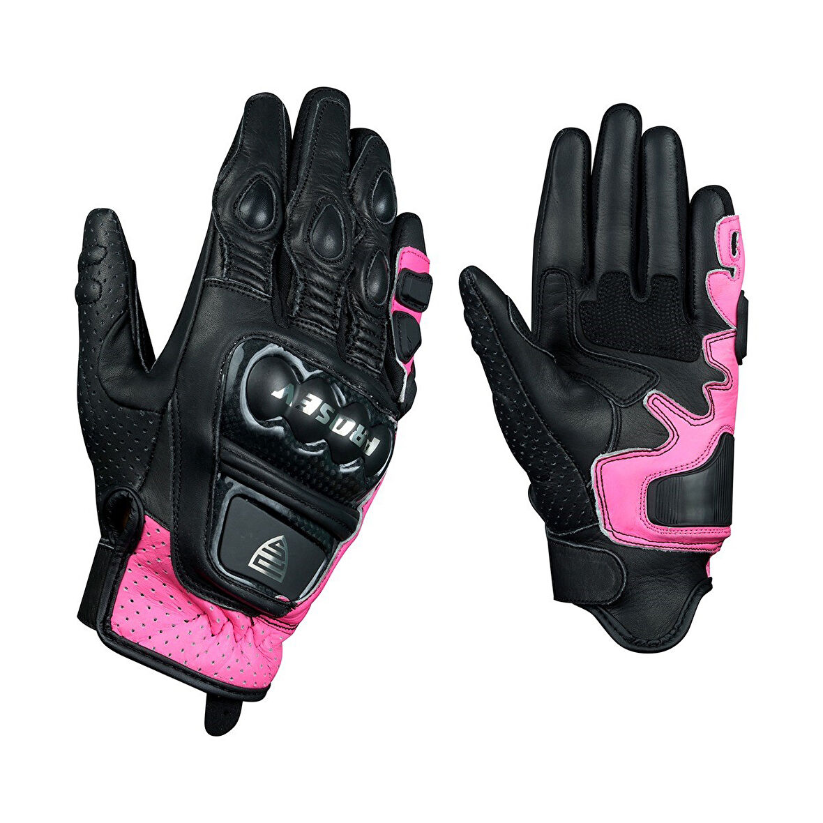 Motosiklet Kadın Eldiveni Carbon Titanium Full Koruma Deri Motorcu Eldiven Pink
