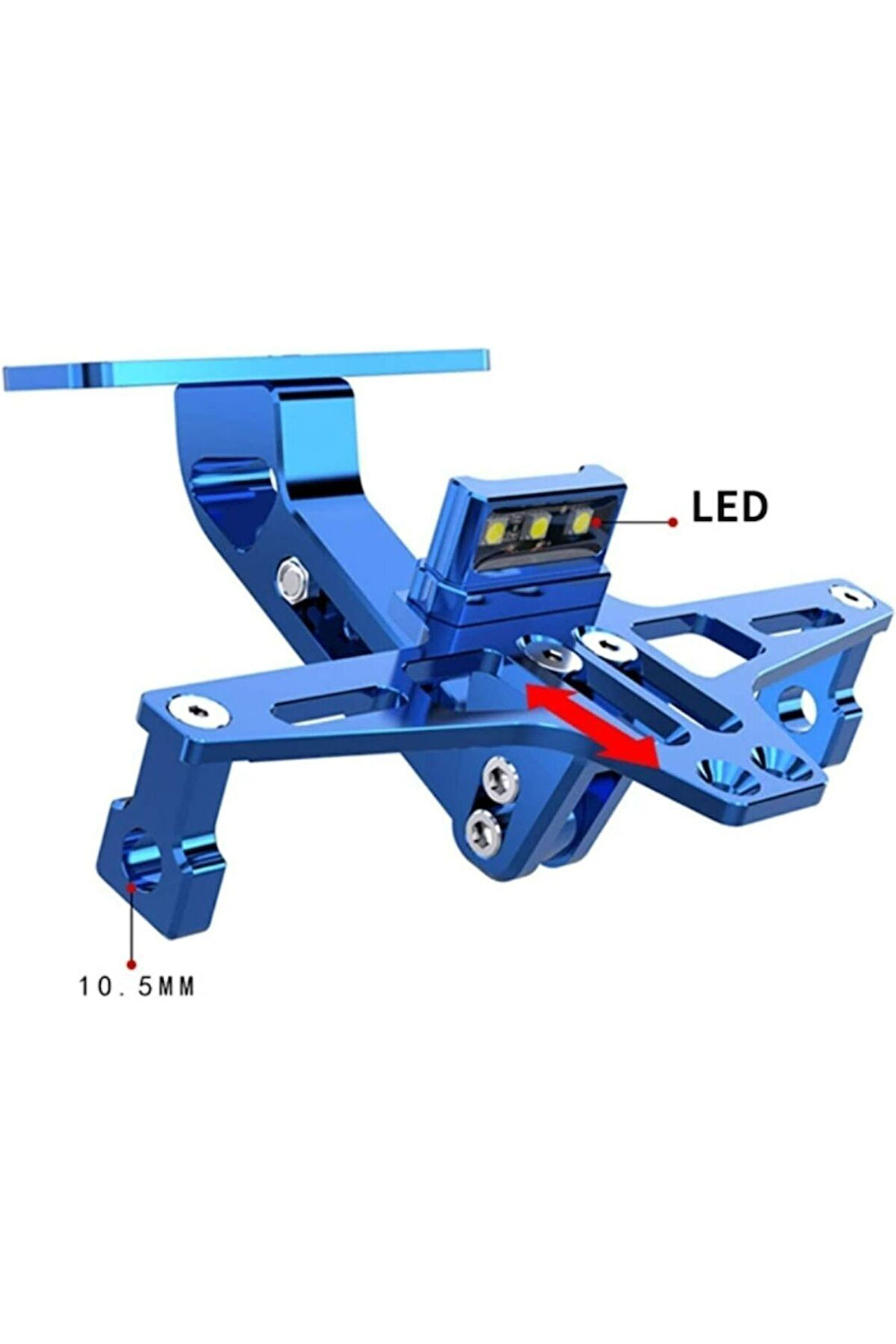 Motosiklet Ledli Alüminyum Plaka Tutucu Unıversal Model Ayarlanabilir Çerçeveli Motor Plak Tutucu