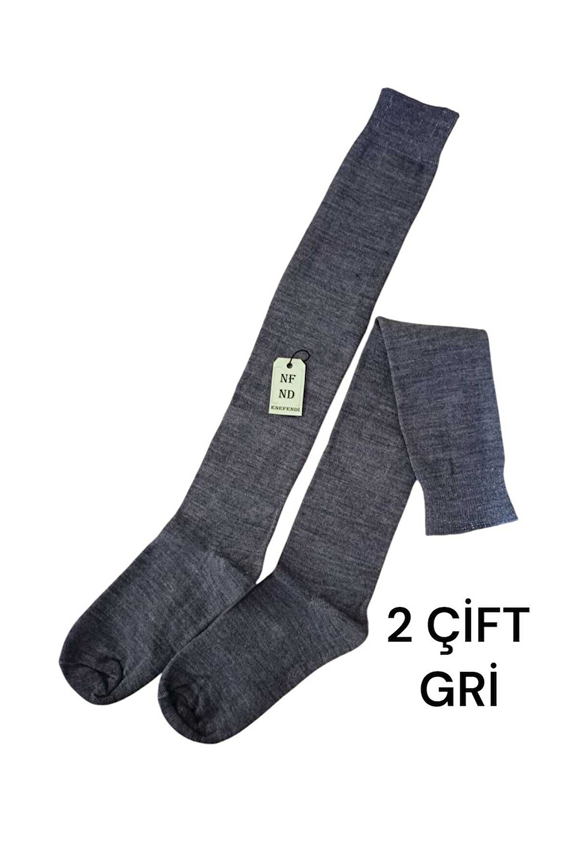 Anne Çorabı 2 Çift Dizaltı Kalın Sıcak Likralı Yünlü Rahat Kadın Çorap Uzun 36-40 Gri Renk