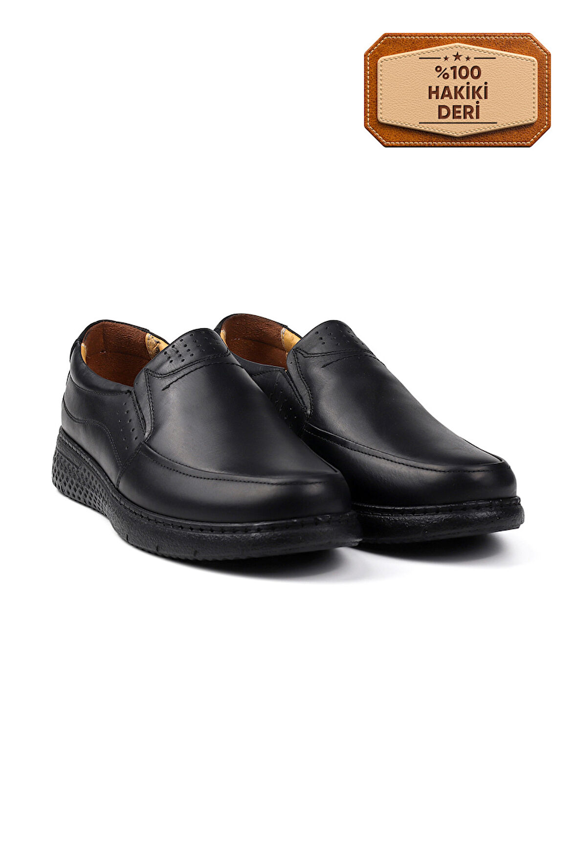 Erkek Siyah Hakiki Deri Ayakkabı, Ortopedik Taban Loafer Ayakkabı Yumuşak Mevsimlik Kışlık Günlük Casual Ayakkabı