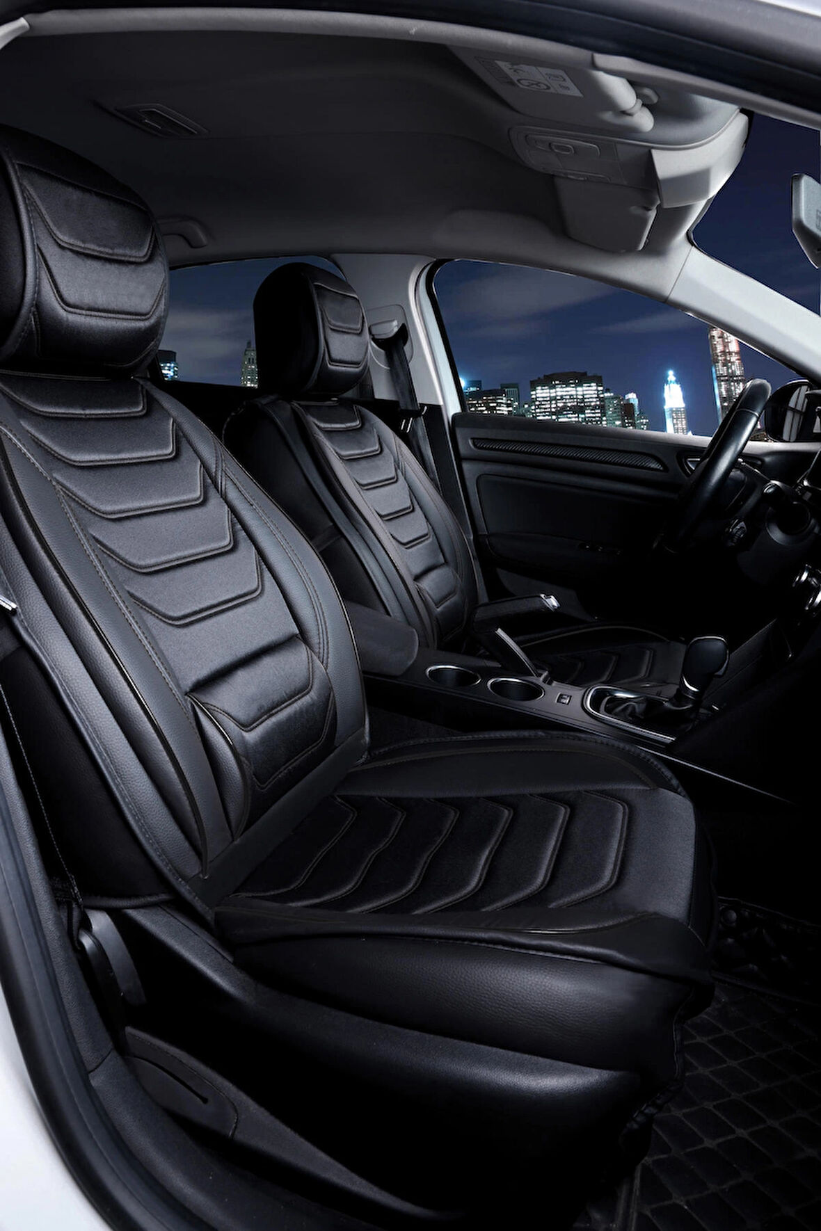 Ford Tourneo Courier 2+1 Parçalı Lüx Deri Oto Koltuk Kılıfı Ön Arka Takım Antalya TAM SİYAH