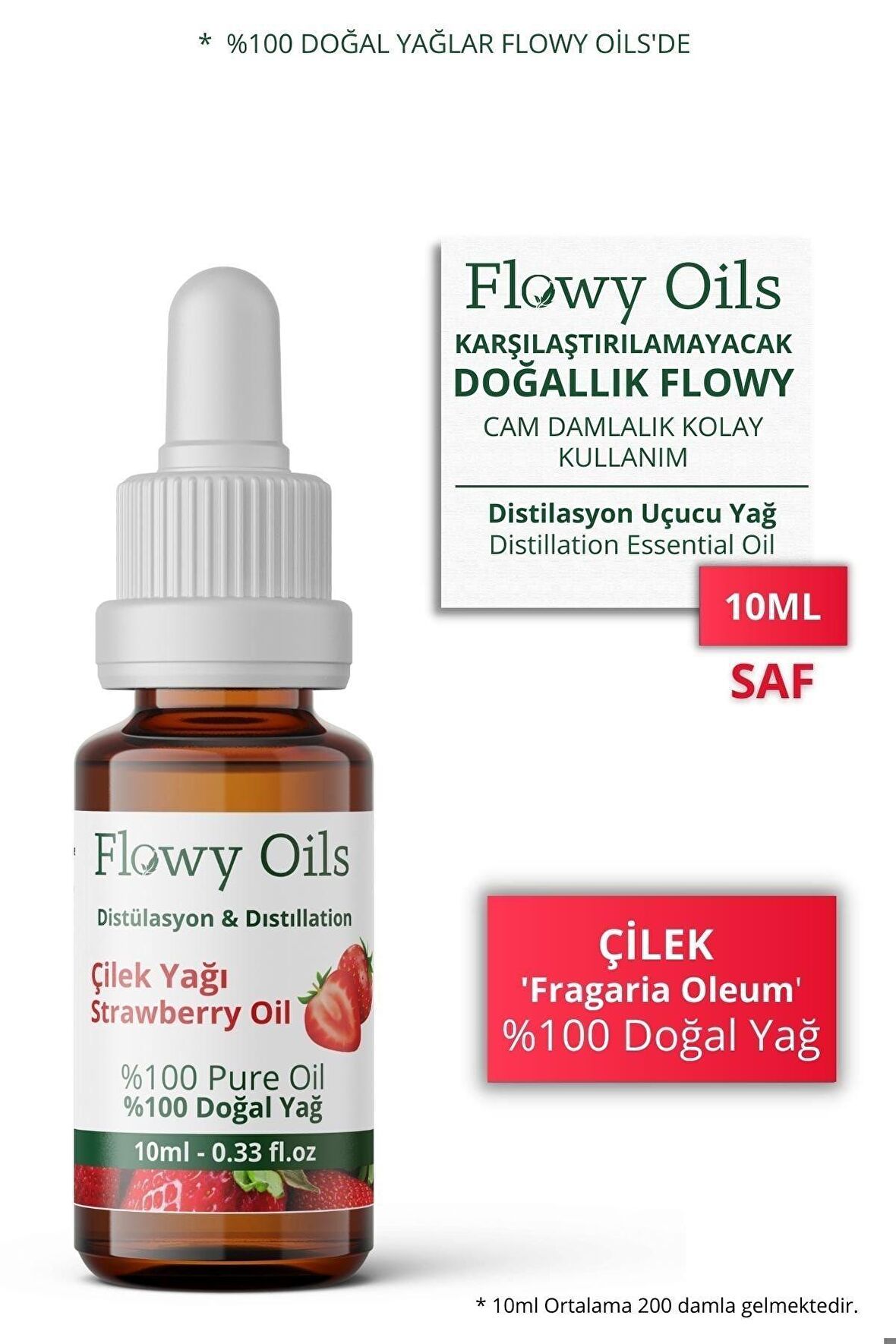 Çilek Yağı %100 Doğal Bitkisel Uçucu Yağ Strawberry Oil 10ml