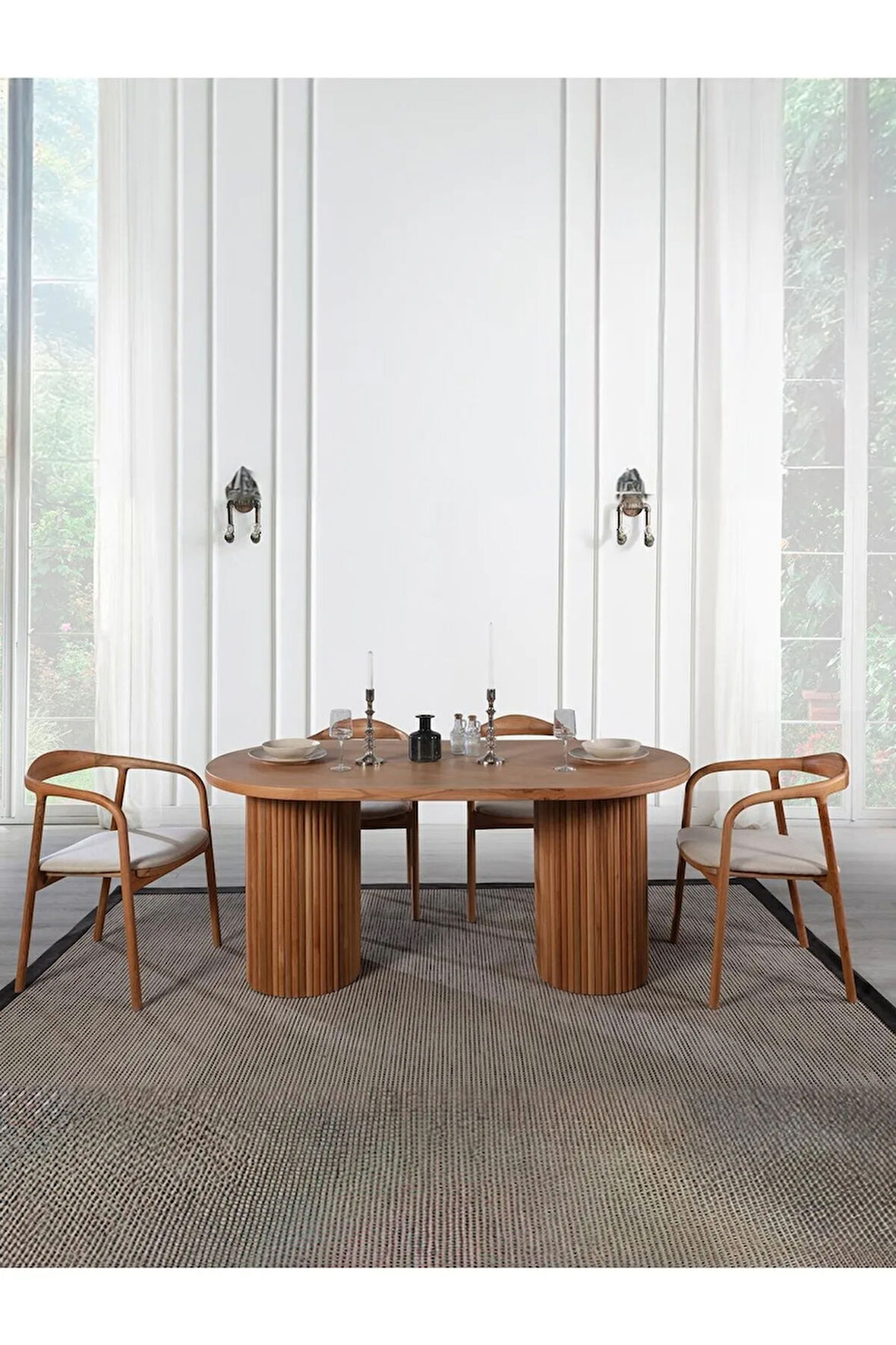 Sierra İskandinav Oval Ahşap Bohem Masa 90x190