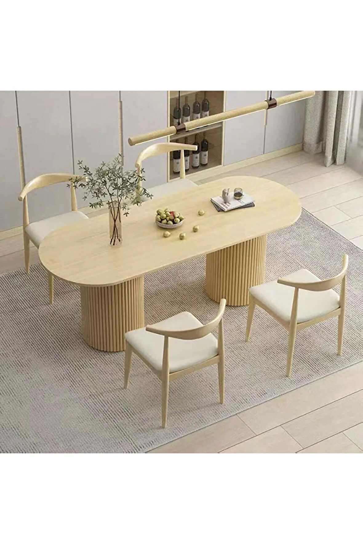 Sierra İskandinav Oval Ahşap Bohem Masa 90x190