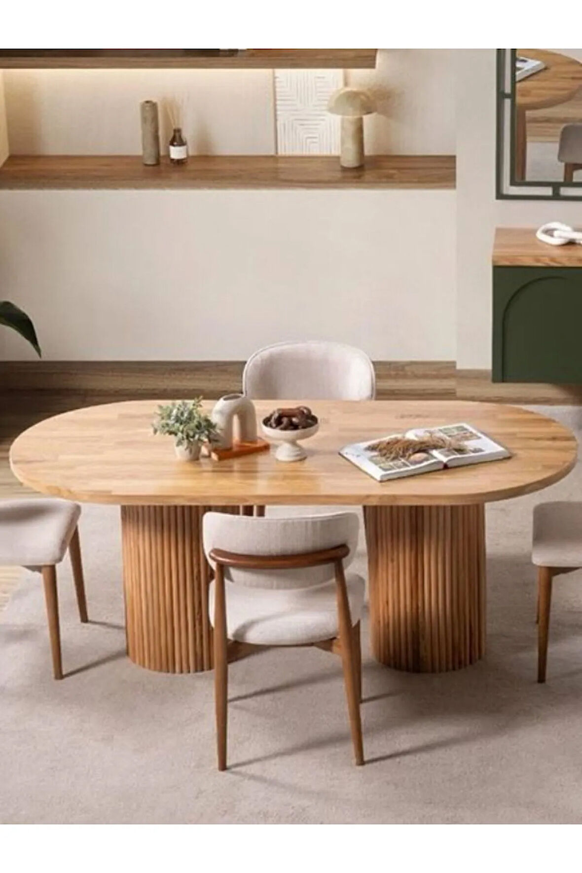 Sierra İskandinav Oval Ahşap Bohem Masa 90x180