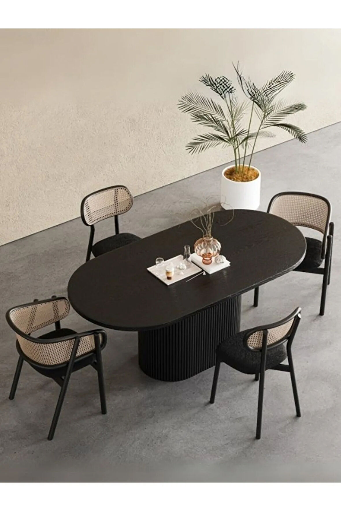 Apolena Oval Ahşap Bohem Yemek Masası 80x160