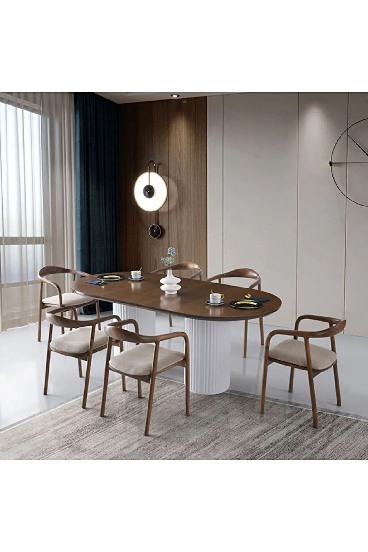 Liora İskandinav Oval Natural Ahşap Bohem Masa 90x200