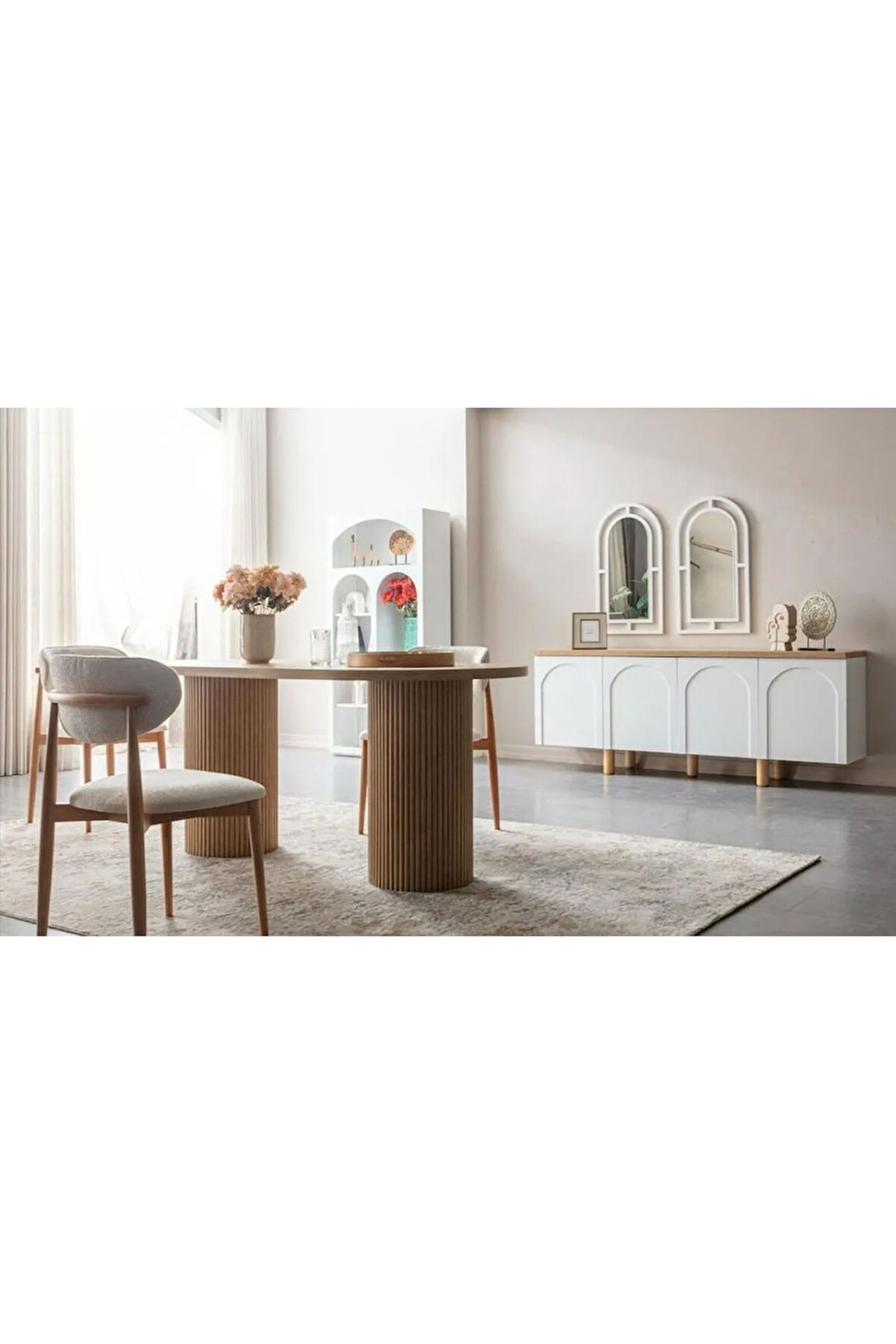 Horizon İskandinav Oval Natural Ahşap Bohem Masa 80x190