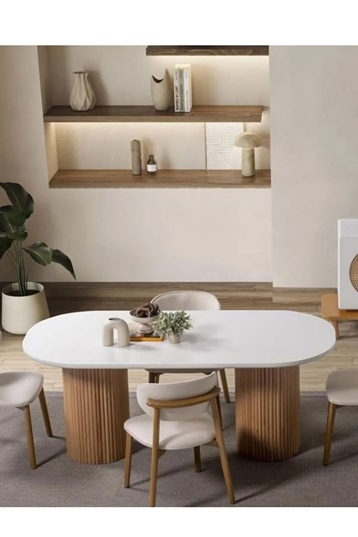 Gaia İskandinav Oval Natural Ahşap Bohem Masa 80x180