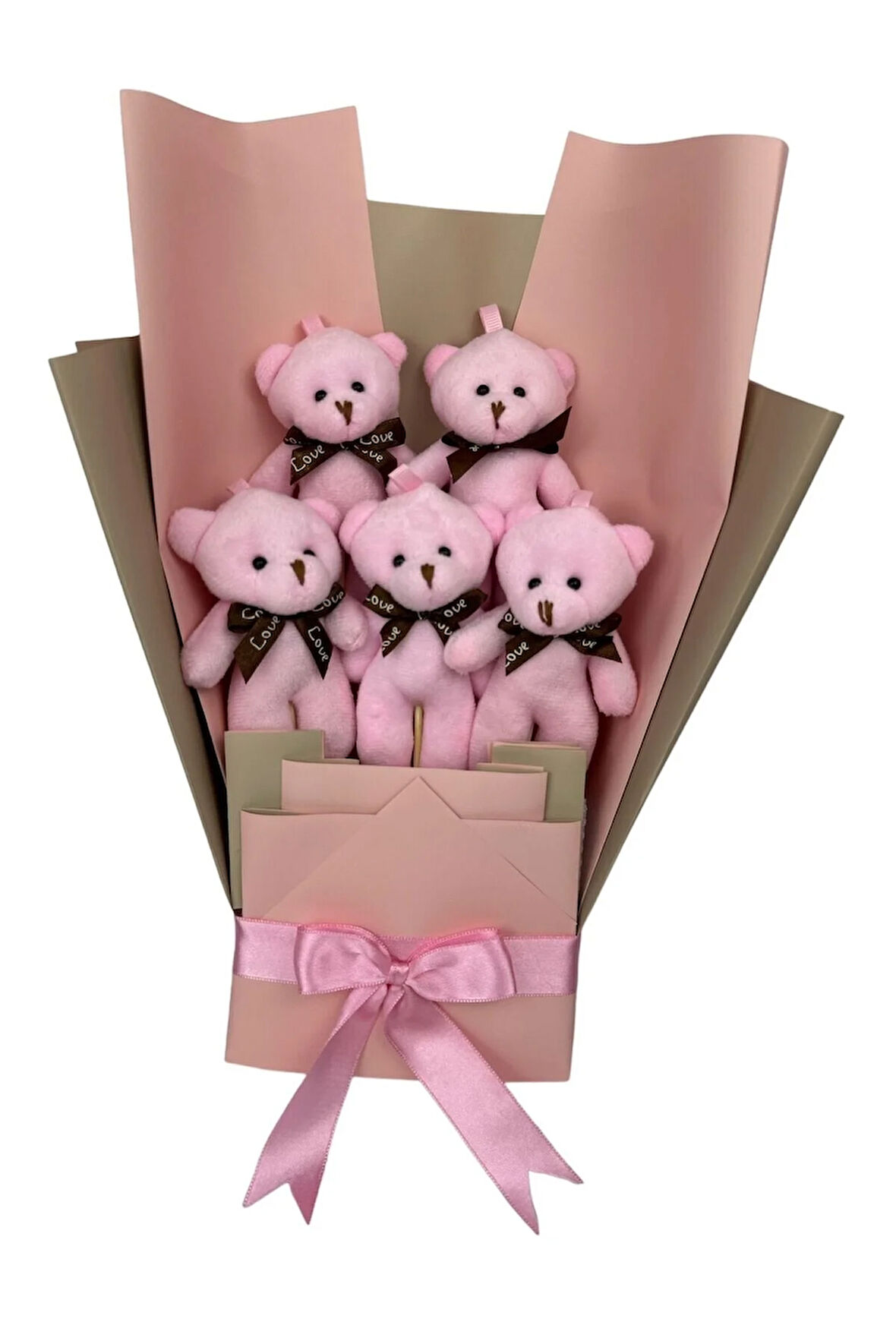 Pembe Temalı 5’li Sevimli Ayıcık Buketi