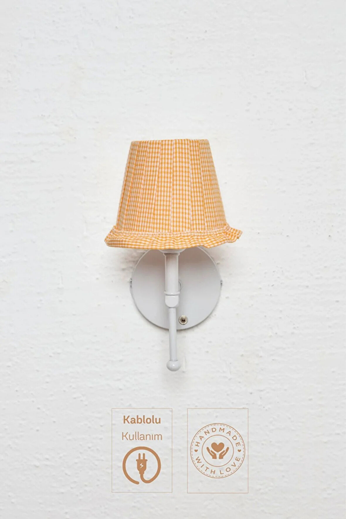 Turuncu Pötikare Kablolu Duvar Aydınlatması Aplik - Alt Beyaz