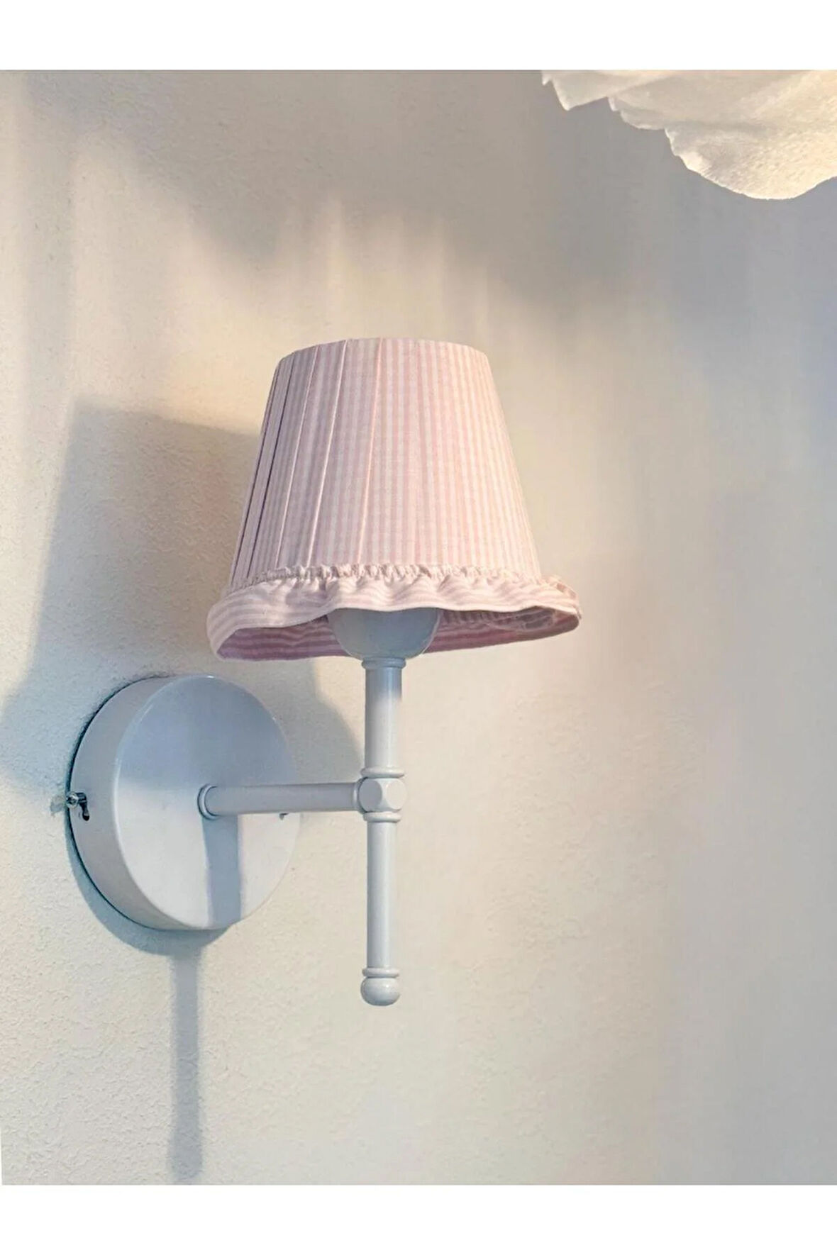 Pinky Pembe Pötikare Kablosuz Pilli Duvar Aydınlatması Aplik - Alt Beyaz