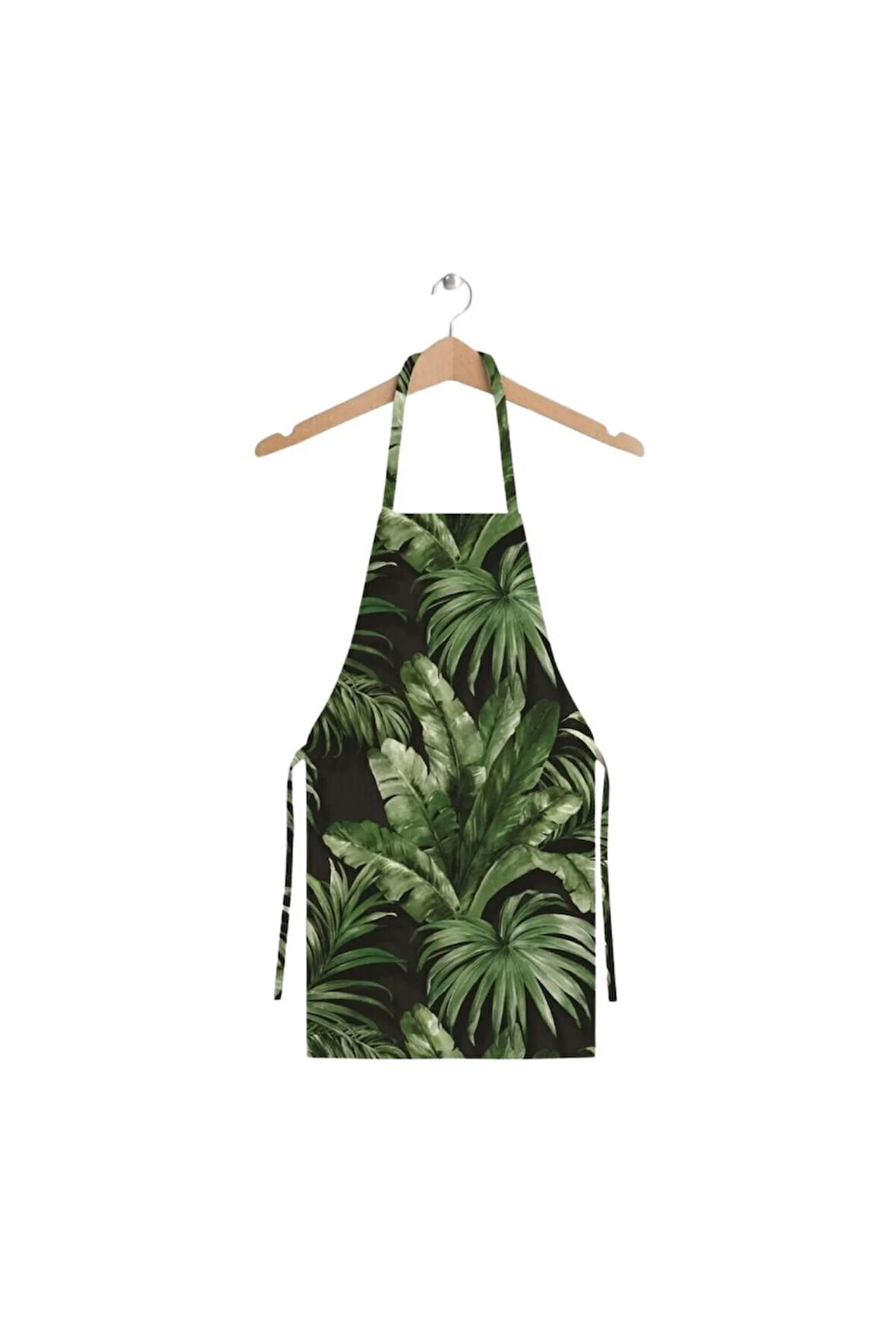 Siyah Tropikal Tasarımlı Mutfak Önlüğü (Keten Kumaş, Uluslararası Yıkama Ve Solmama Sertifikası)