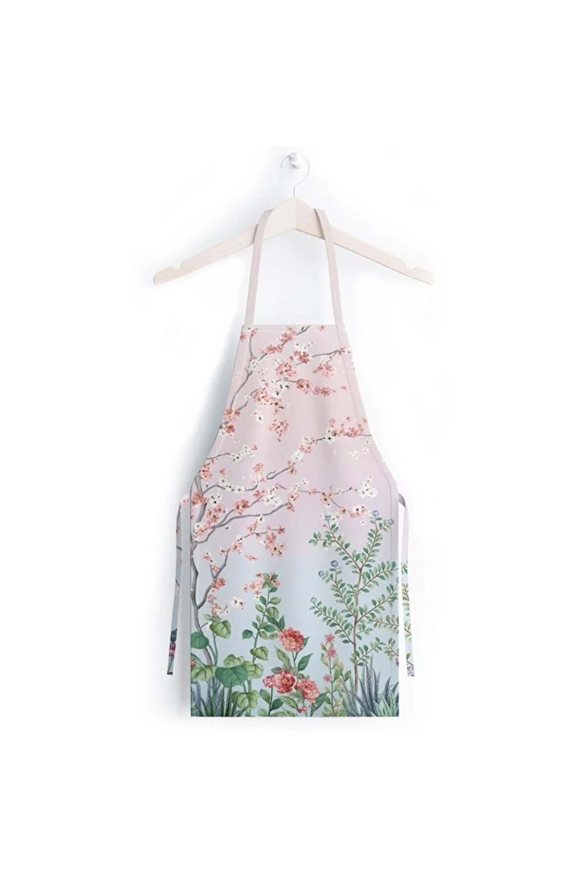Renkli Çiçek Detaylı Mutfak Önlüğü (keten Kumaş, Uluslararası Yıkama Ve Solmama Sertifikası)