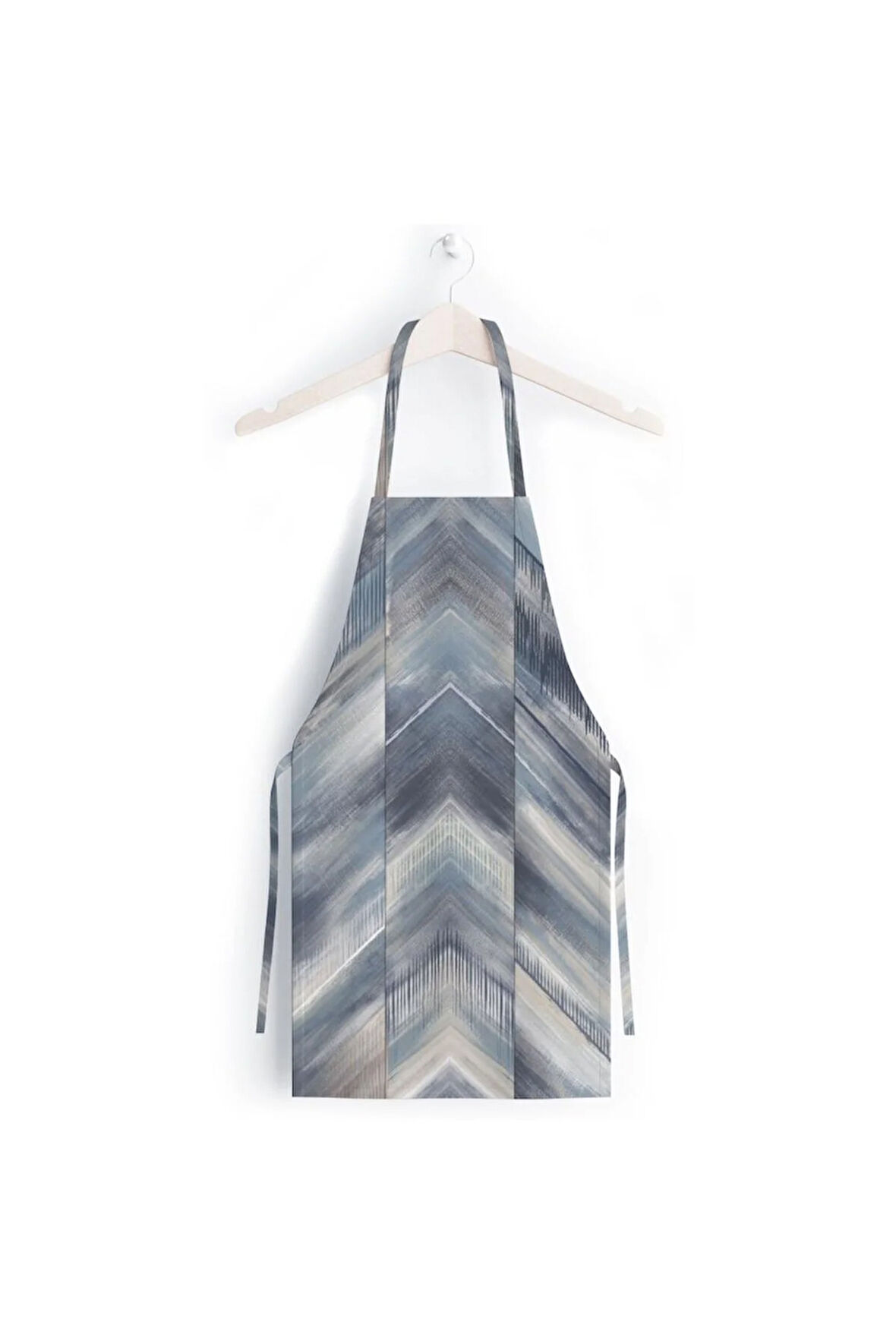 Mavi Geometrik Desen Mutfak Önlüğü (Keten Kumaş, Uluslararası Yıkama Ve Solmama Sertifikası)