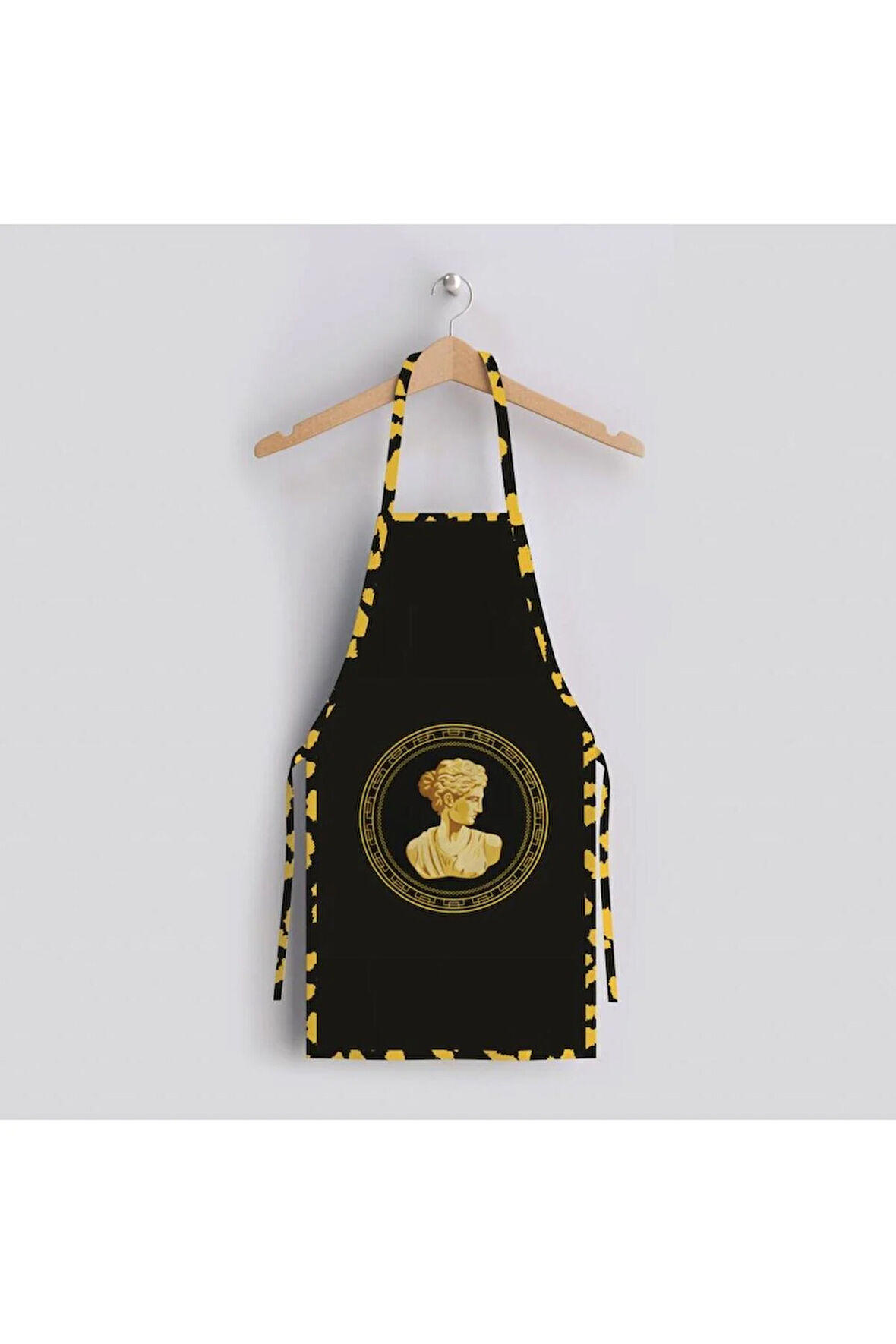 Siyah Büst Detaylı Mutfak Önlüğü (Keten Kumaş, Uluslararası Yıkama Ve Solmama Sertifikası)