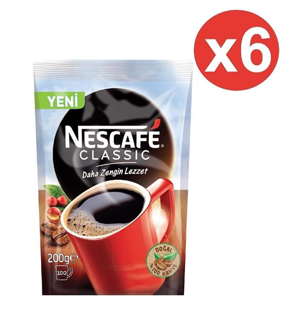 Nescafe Klasik Daha Zengin Lezzet 200 gr 6'lı Hazır Kahve