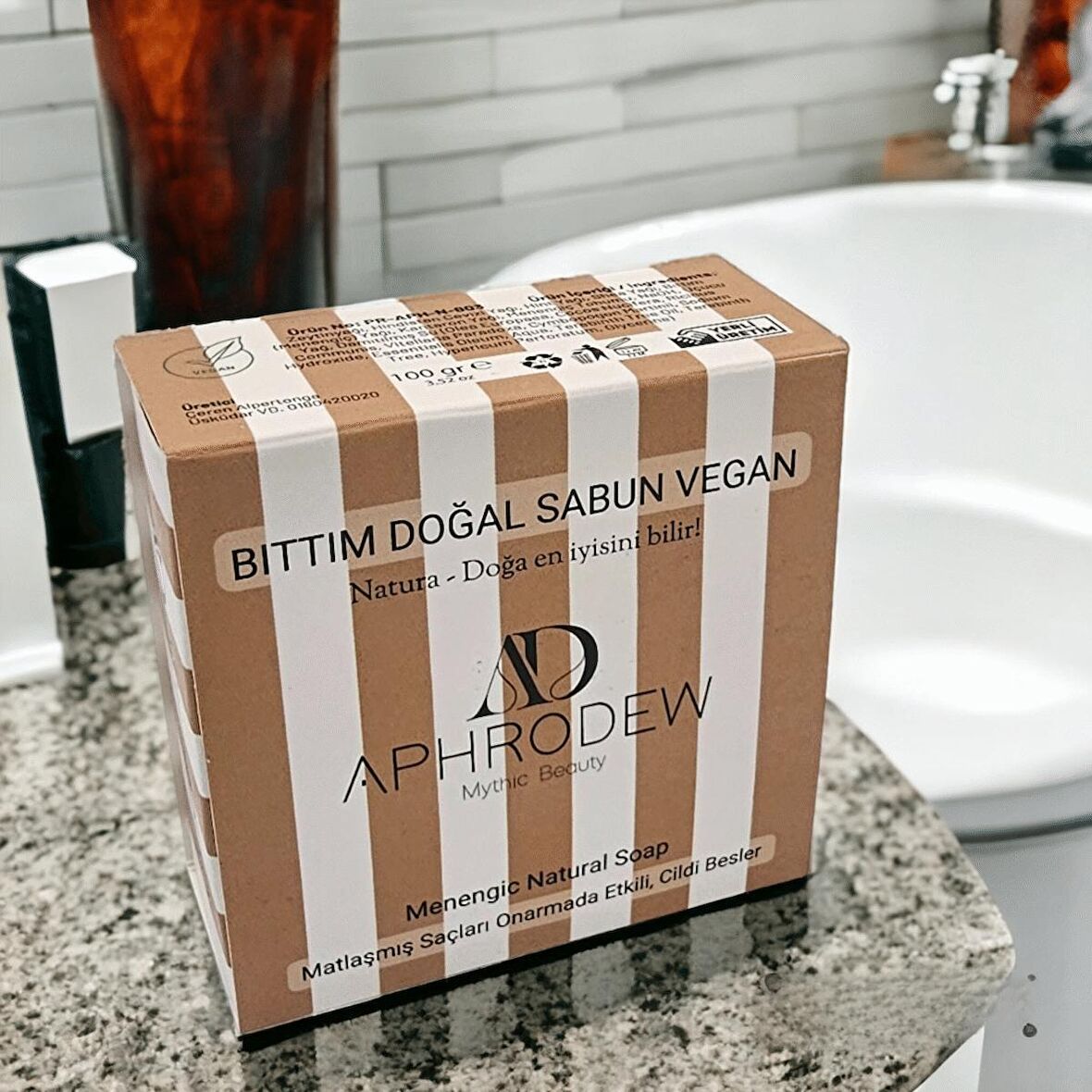 Aphrodew Bıttım Vegan Doğal Sabun - Matlaşmış Saçları Onarmada Etkili, Cildi Besler - 100 gr