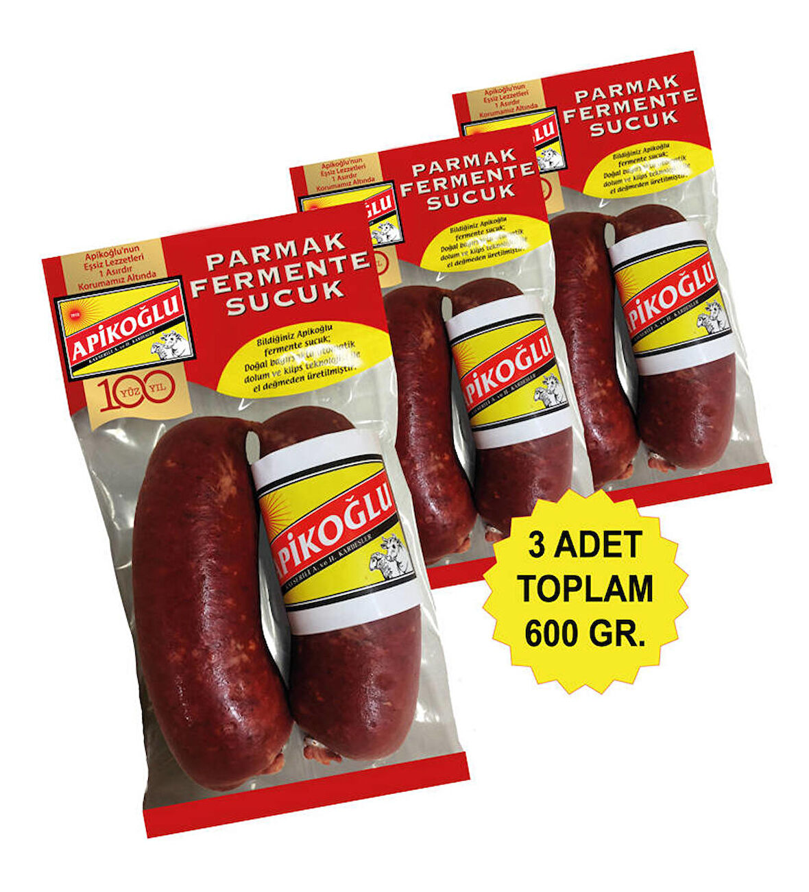 Dana Parmak Sucuk 200 Gr. Üçlü Paket (Toplam 600 Gr.)