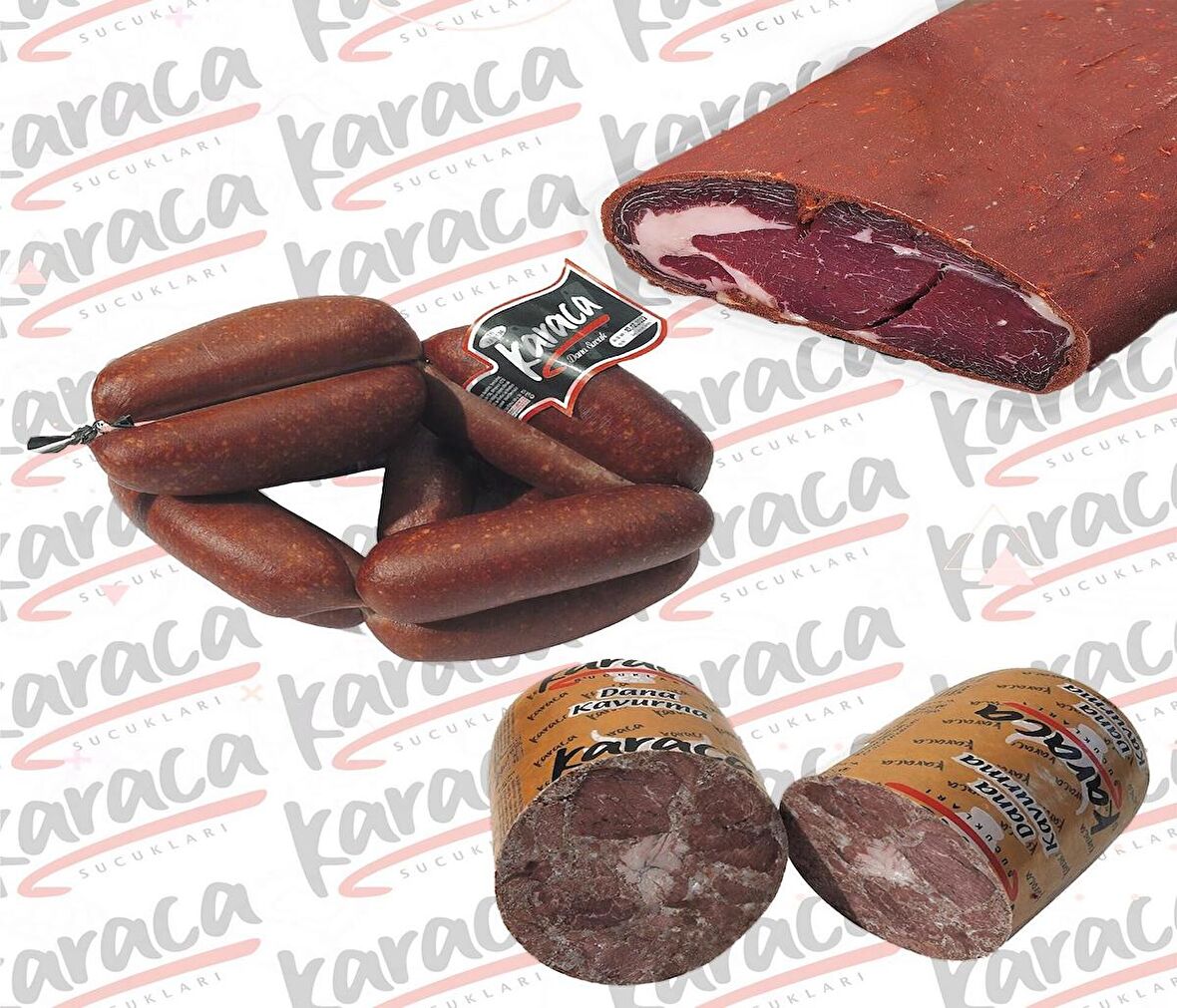 Karaca Yöresel Gurme Sucuk 250 Gr Tütünlük Çemensiz Pastırma 250 Gr Blok Dana Kavurma 250 Gr