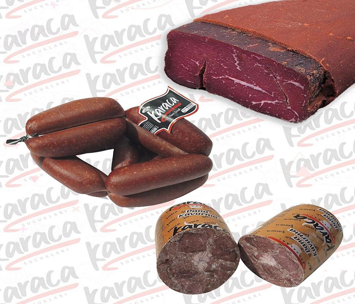 Karaca Yöresel Gurme Sucuk 250 Gr Yağsız Çemensiz Pastırma 250 Gr Blok Dana Kavurma 250 Gr