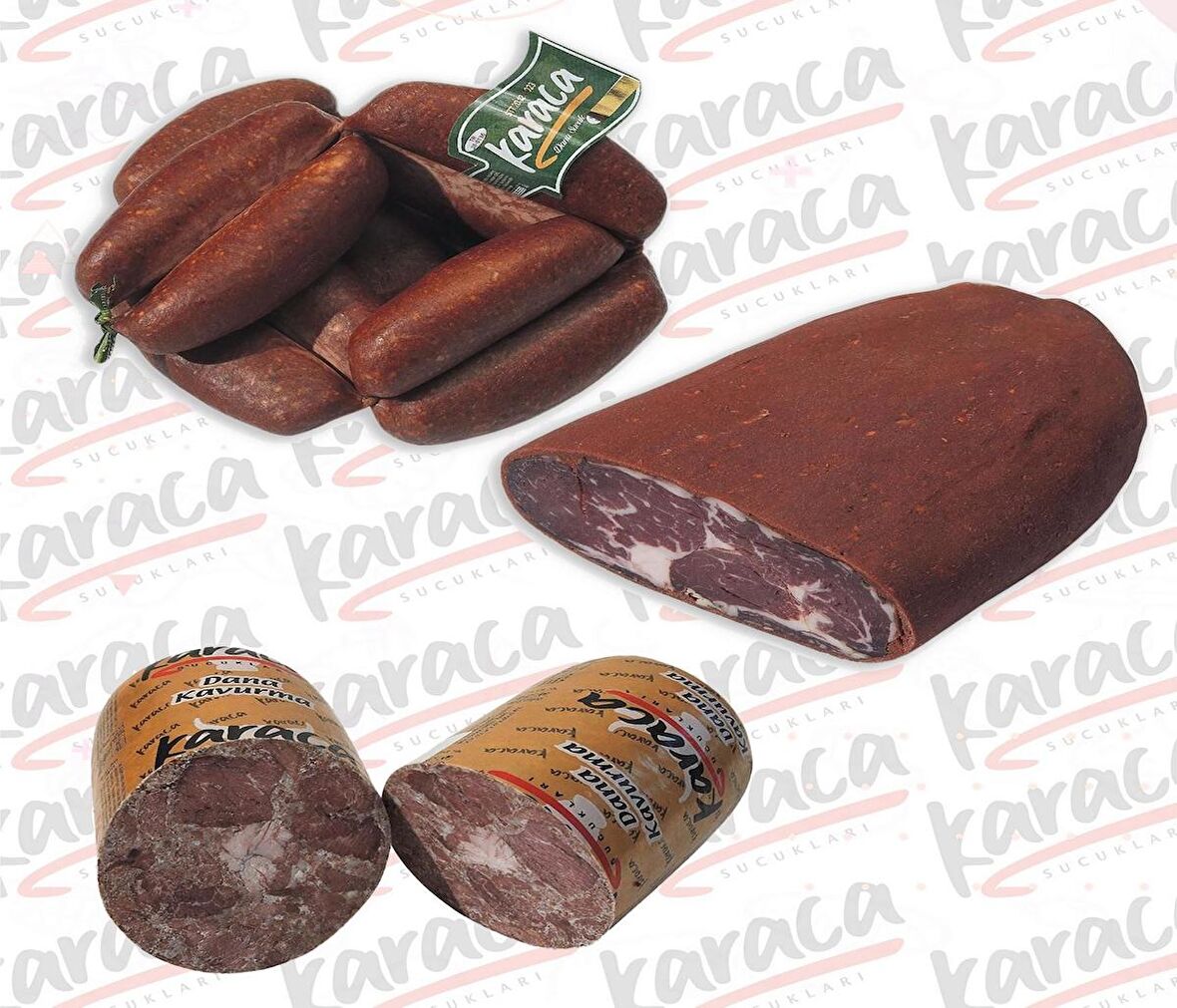 Karaca Yöresel Evlik Sucuk 250 Gr Special Harita Yağlı Pastırma 250 Gr Blok Dana Kavurma 250 Gr